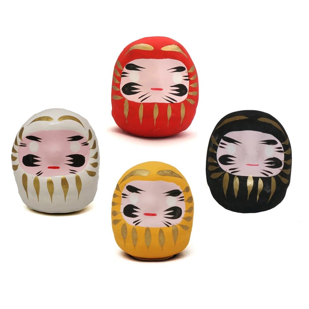 WA ZAKKA Miniature Daruma Doll (Japanese Good-Luck Charm) Four Colors Set A