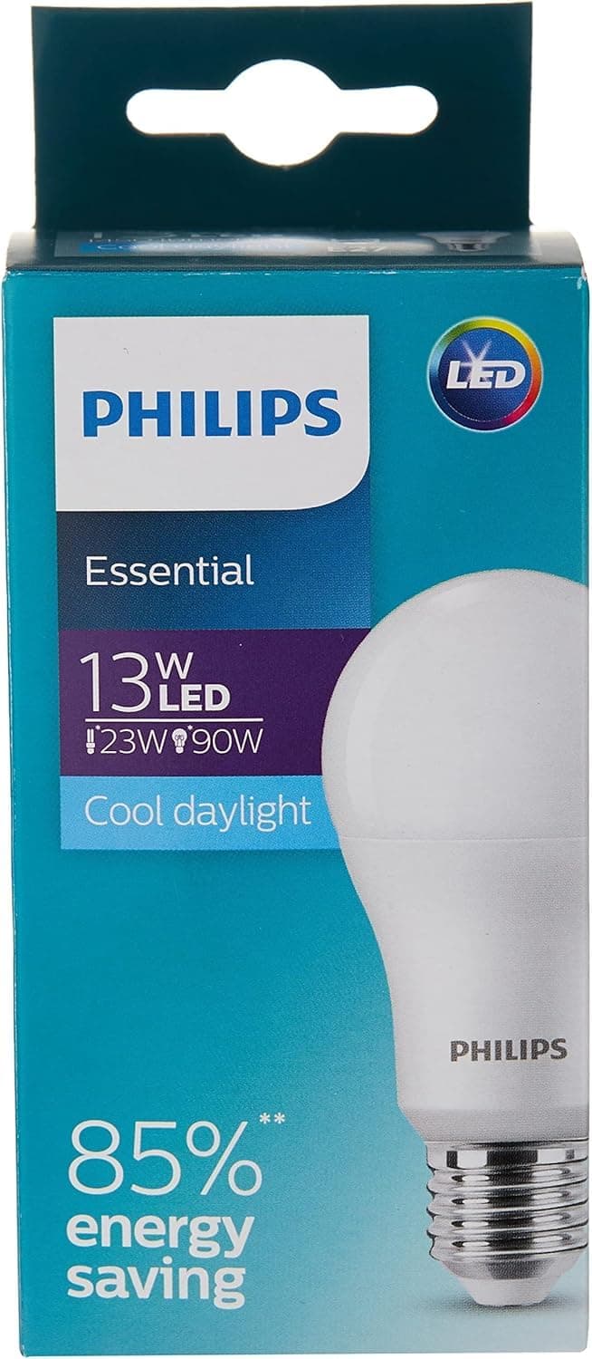 Philips Essential Led Bulb Cool Daylight 1300 Lumen 13W, E27 Capbase-6500K 230V 1Pf/12Uae