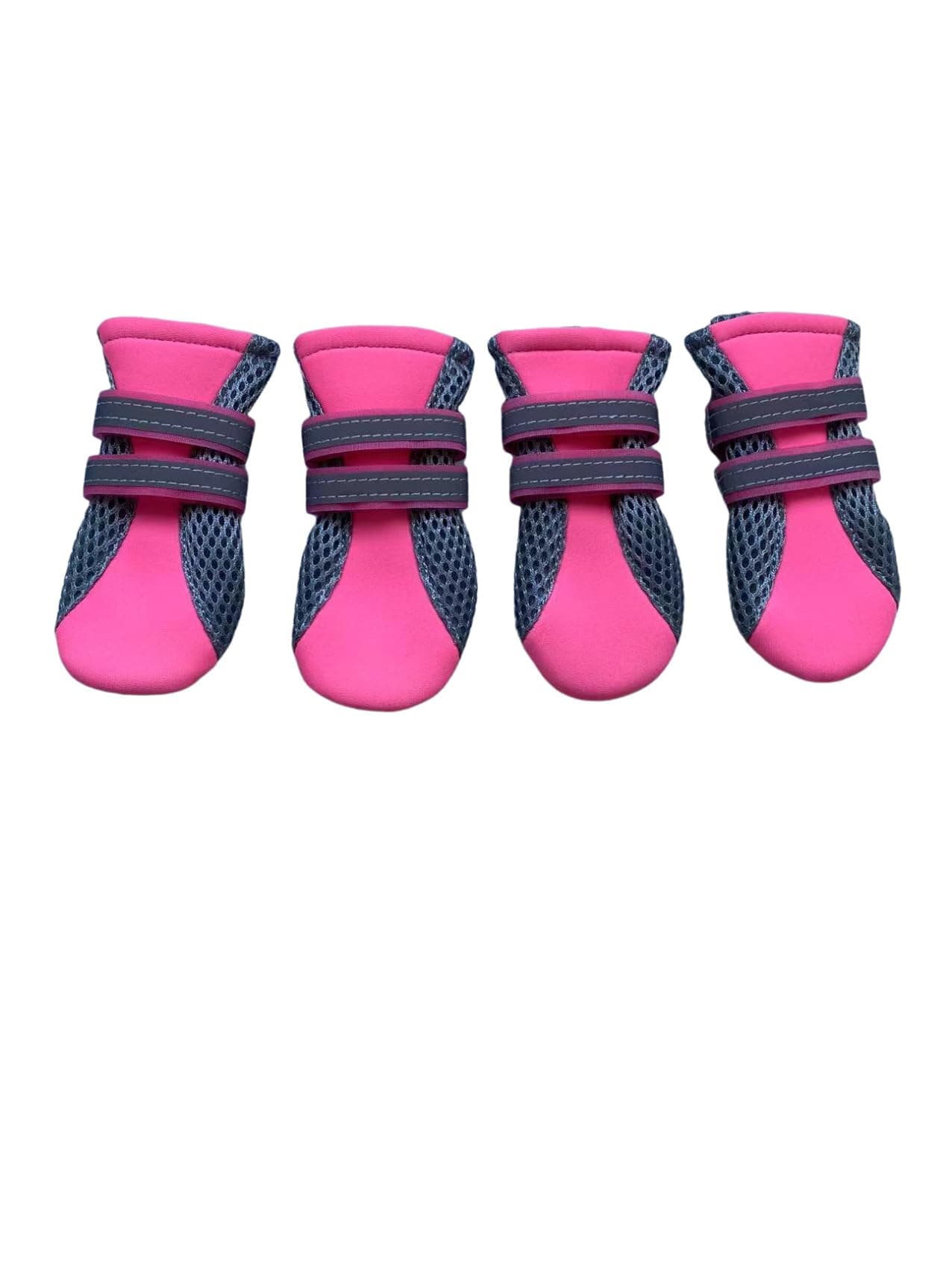 Vibrant FellowPaw Protector Dog Boots Breathable and Skid-proof with Reflective Straps Colour Pink Set of 4 Size Medium - Inner Sole Width 1.89 Inch