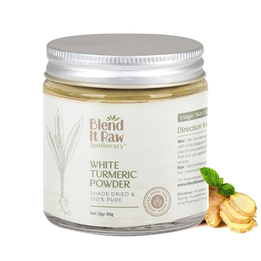 Blend it Raw Apothecary White Turmeric Powder for Skin Care, Face Pack and Hair | Kichili Kilangu Powder | Anti-inflammatory | 50g