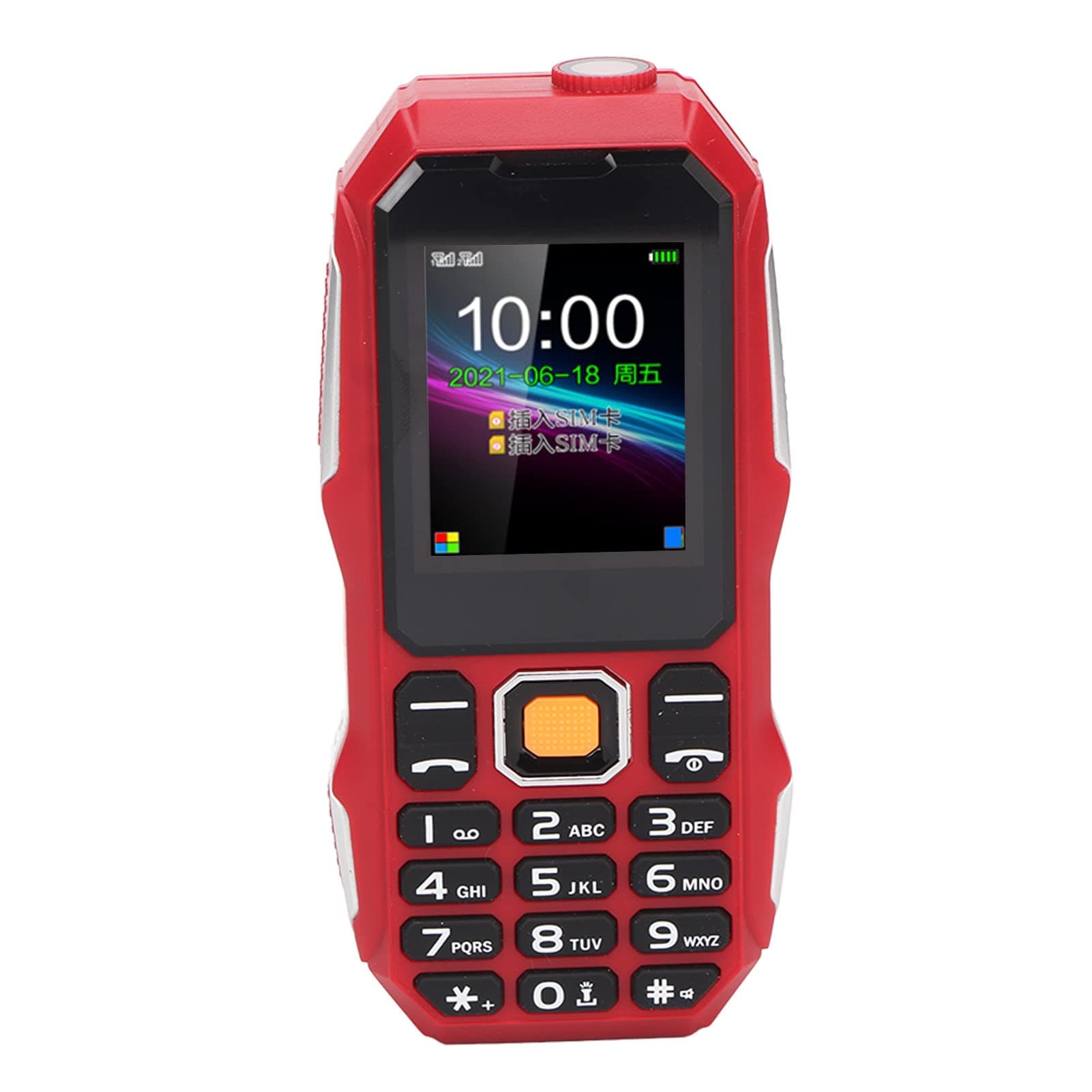 Rugged Phone, 1.8 Inch Big Buttons Unlocked Senior Cell Phone with Strong Flashlight Dual SIM Dual Standby Phone 32MB +32MB 5800mAh Battery, Big Speaker (Red)