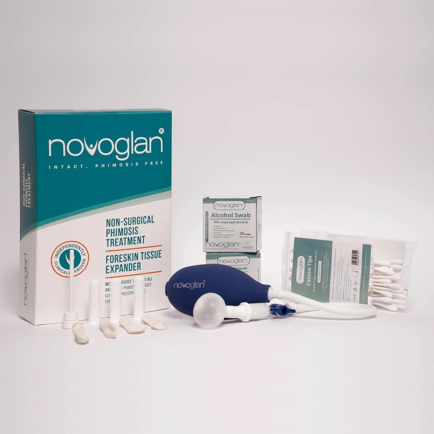 NOVOGLAN Essential Non-Surgical Phimosis Treatment Kit — Gentle Foreskin Tissue Expander | Class I Medical Device | at-Home Use | Reusable Components | Step-by-Step Guidance