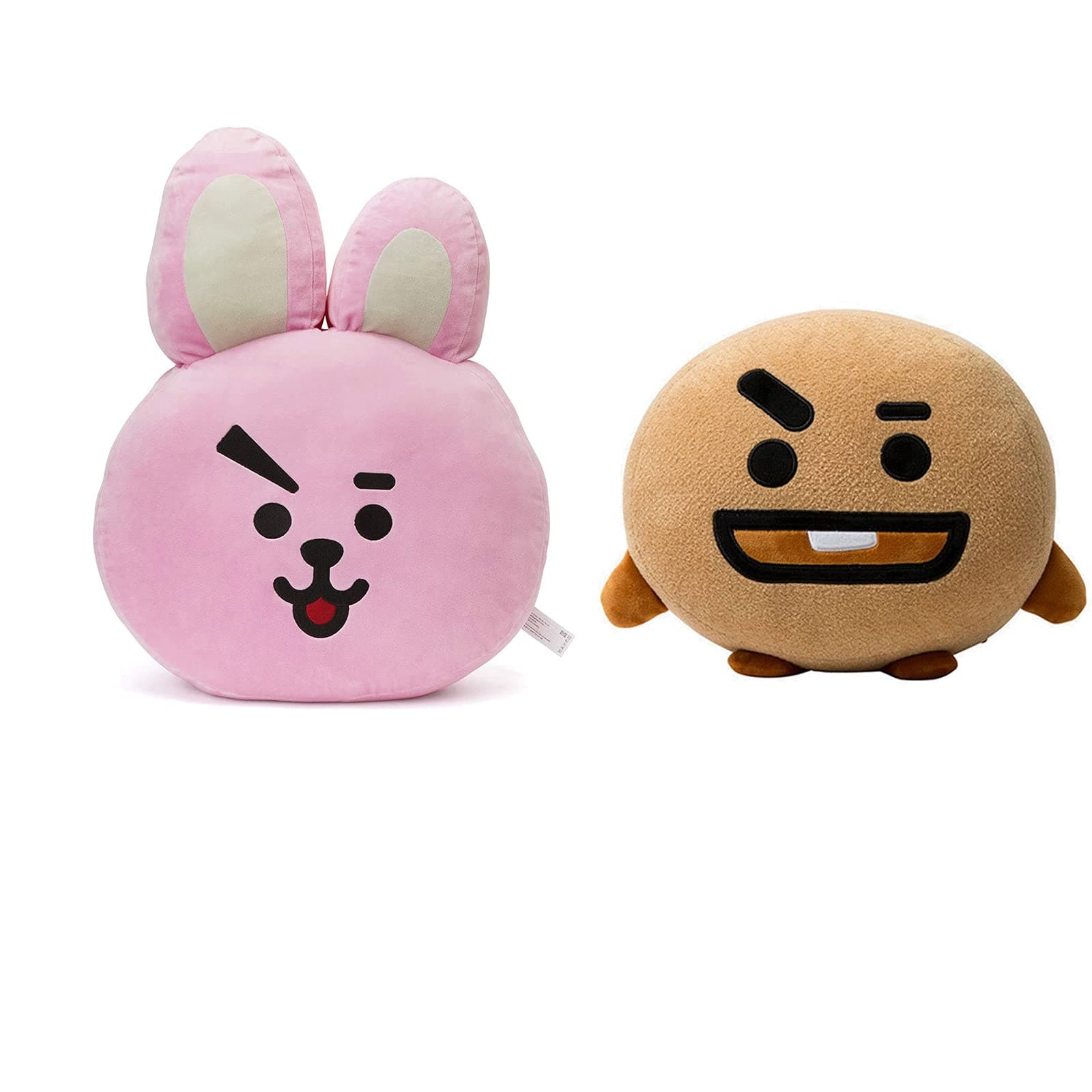 Fusked Cooky & Shooky Plush Throw Pillow, Animal Stuffed Toys Throw Pillow,Compatible for BTS BT21 Character Shooky & Cooky, Pack of 2 and BTS Cartoon Sticker Free