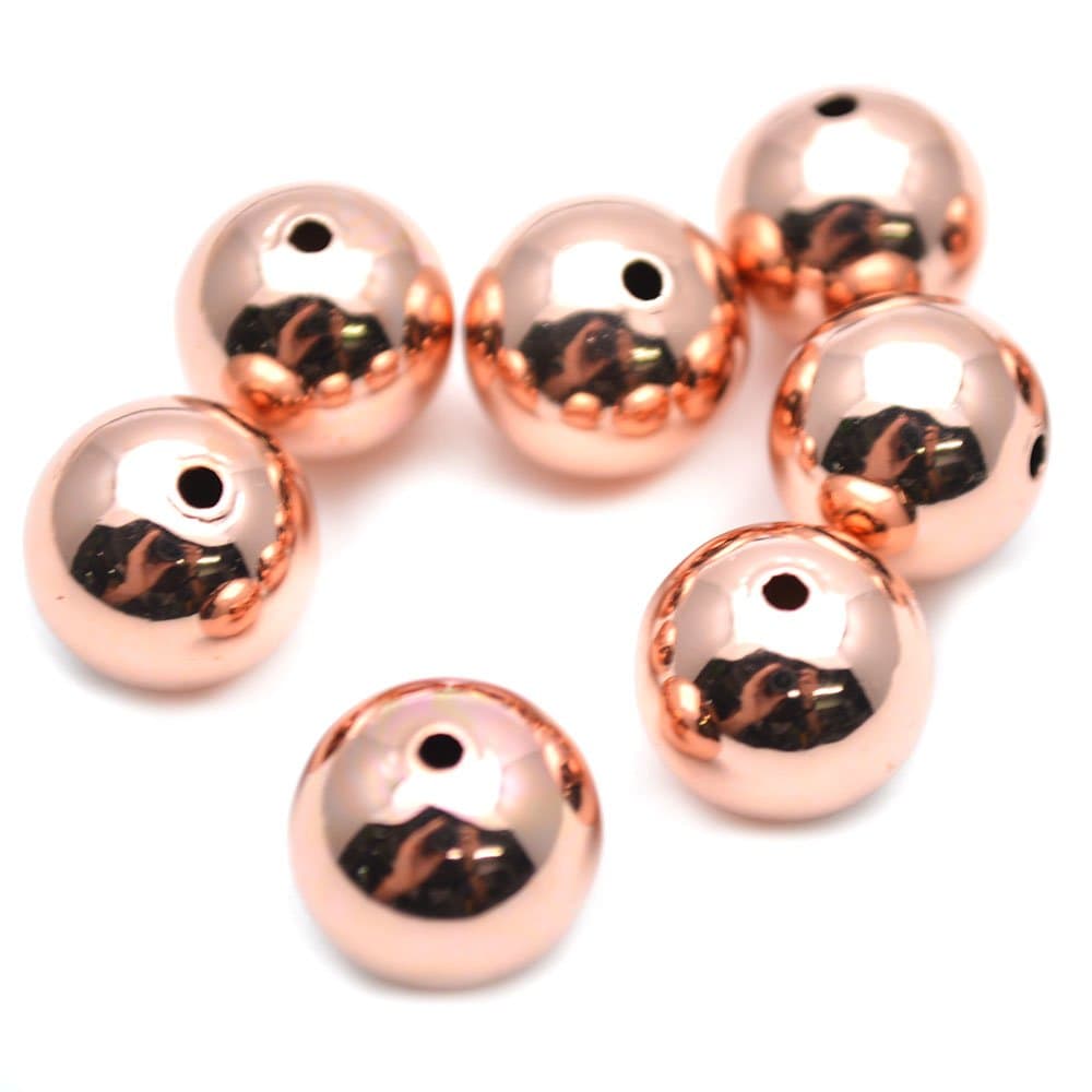 Flourishbeads 4mm~16mm 100pc Rose Gold Color Electroplating Metal Copper Round Spacer Loose Beads (8mm)