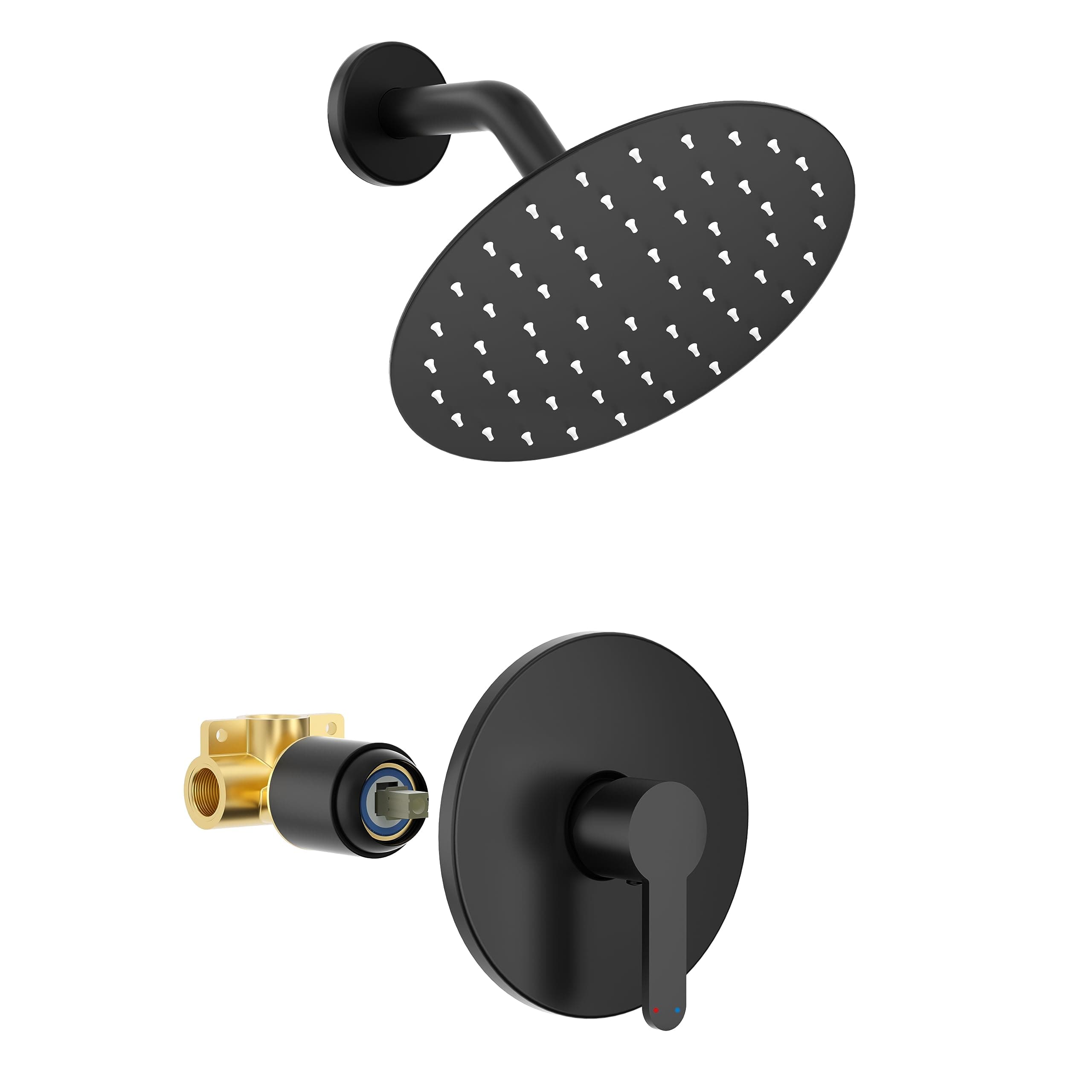 HoliSpa Shower Faucet, Black Shower Faucet Set with 8-Inch Rainfall Showerhead, Single-Handle Shower-Trim Kit Included Valve, Matte Black
