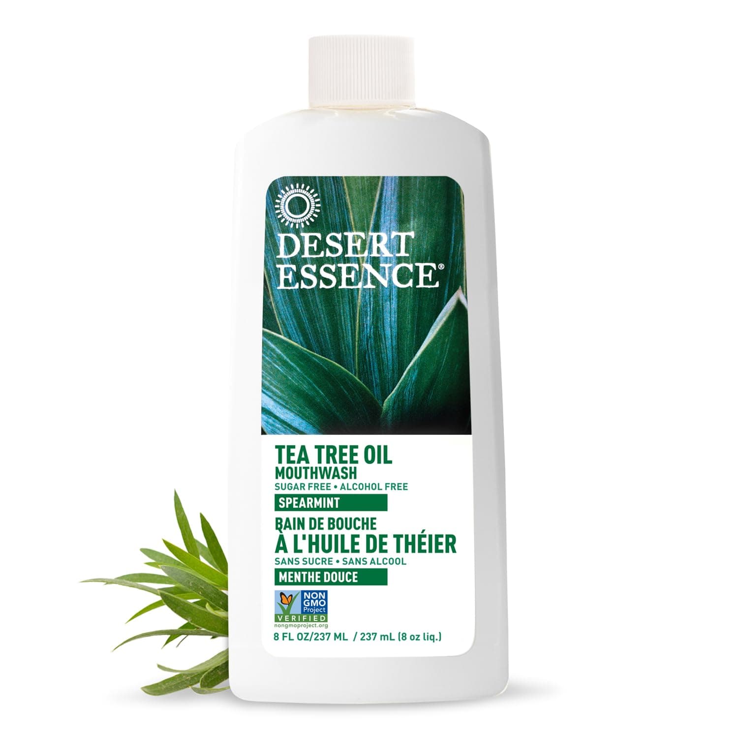 Refreshing Tea Tree Oil Mouthwash - 8 Fl Ounce - Essential Oil of Spearmint - Reduces Plaque Buildup - Complete Oral Care - Refreshing Taste - Vitamin C