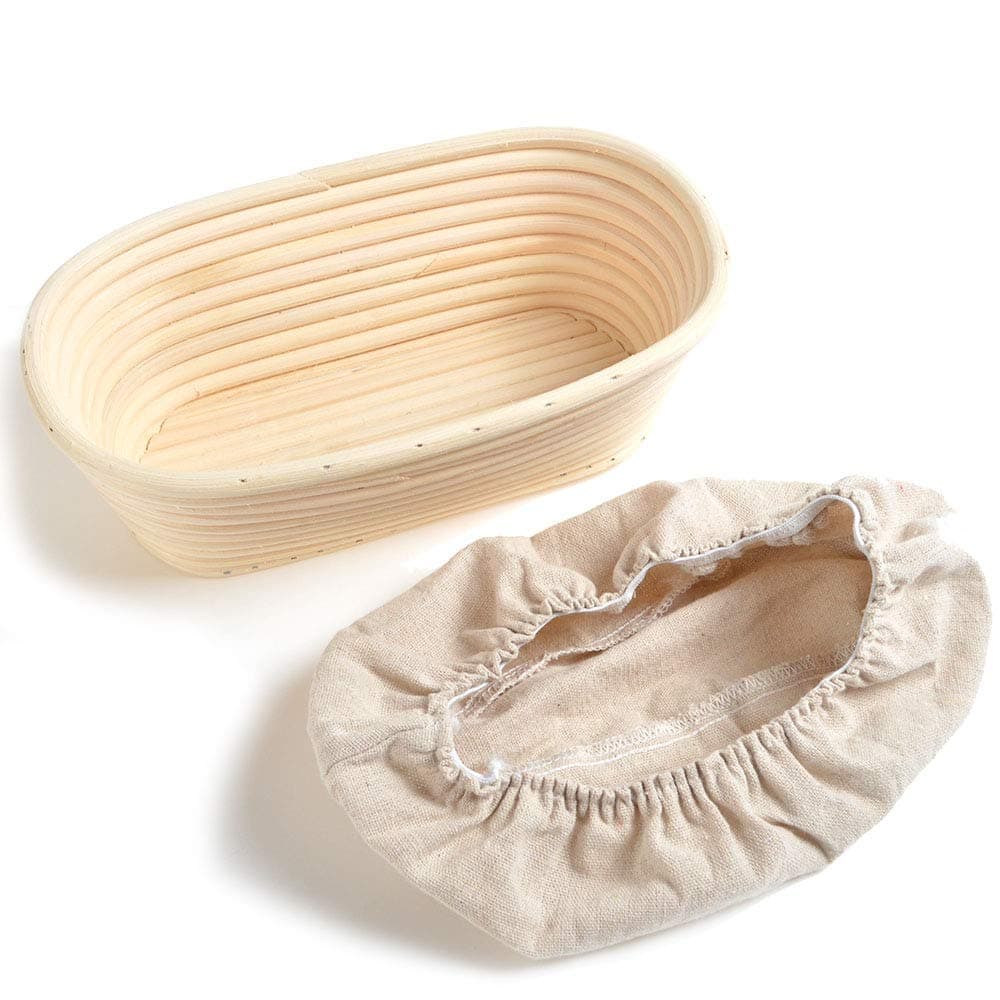 1x Oval Bread Proving Basket, Rattan Banneton Brotform, Size 21x15x8cm, hold 400g dough,Sour Dough proofing, Artisan bread