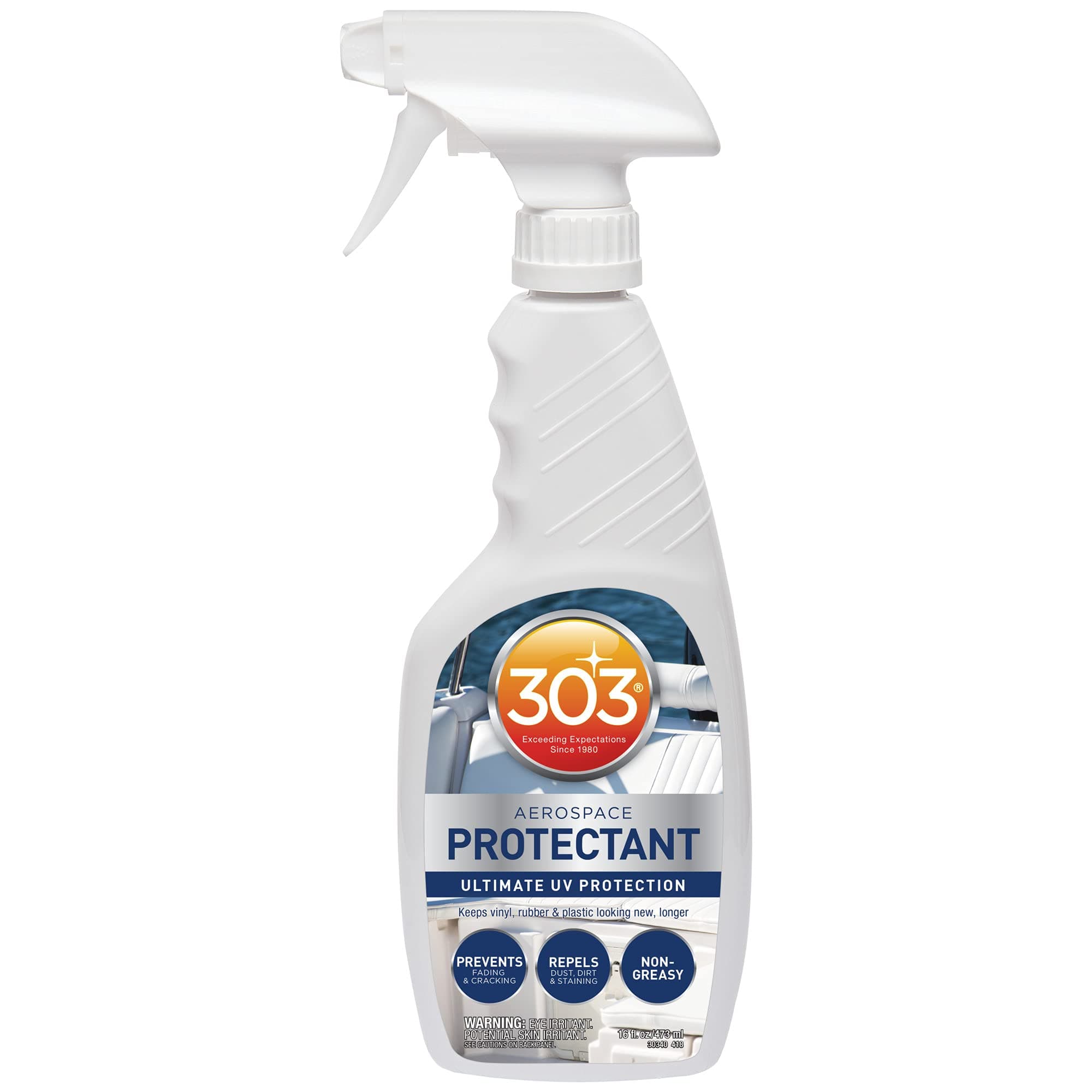 303 Products 303 30340CSR Marine UV Protectant Spray for Vinyl, Plastic, Rubber, Fiberglass, Leather & More – Dust and Dirt Repellant-Non-Toxic, Matte Finish, 16 Fl. oz