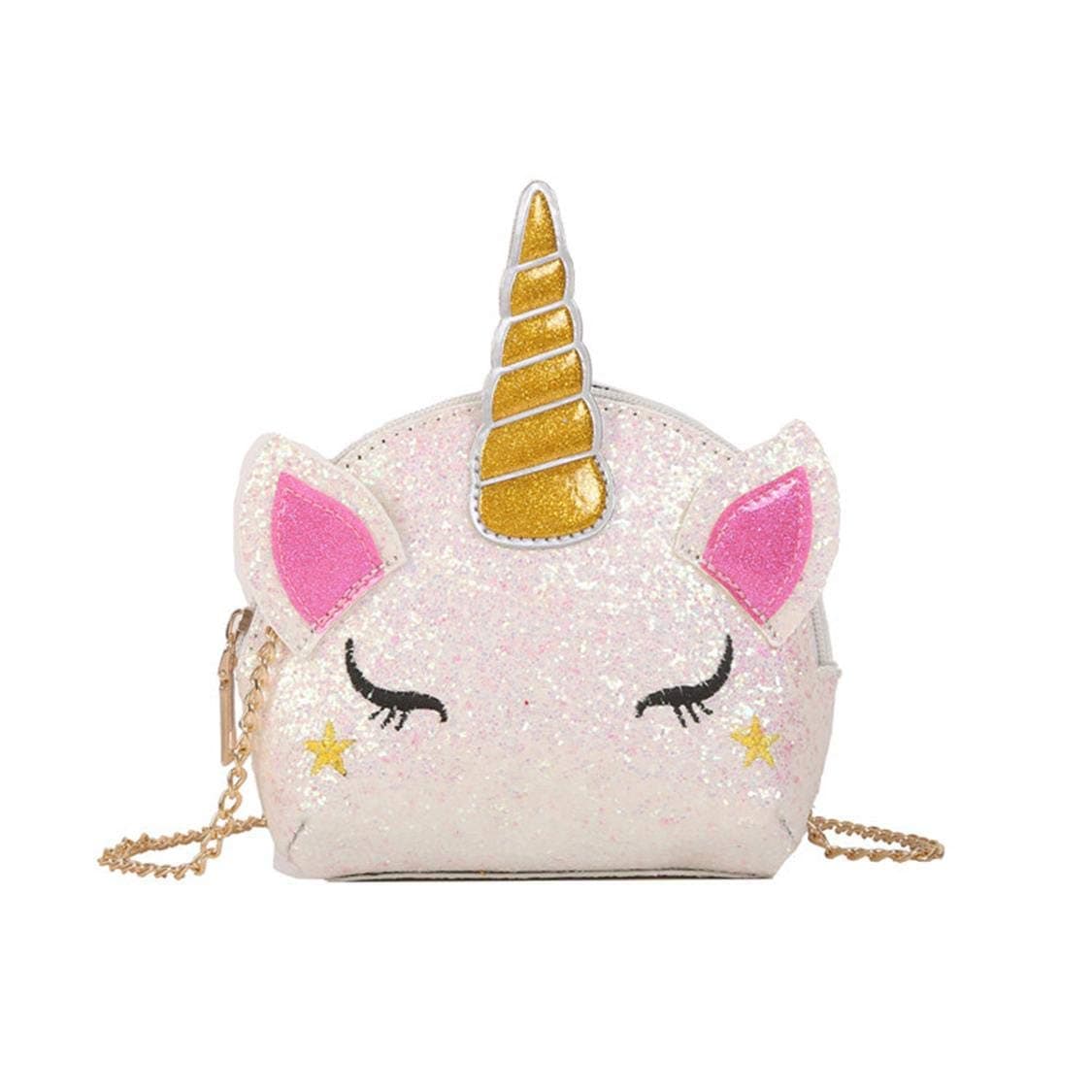 TXVSO BAGTXVSO Small Glitter Cute Unicorn Crossbody Purse Wallet Shoulder Bag Handbag Zipper Closure for Girls Teens Women, White