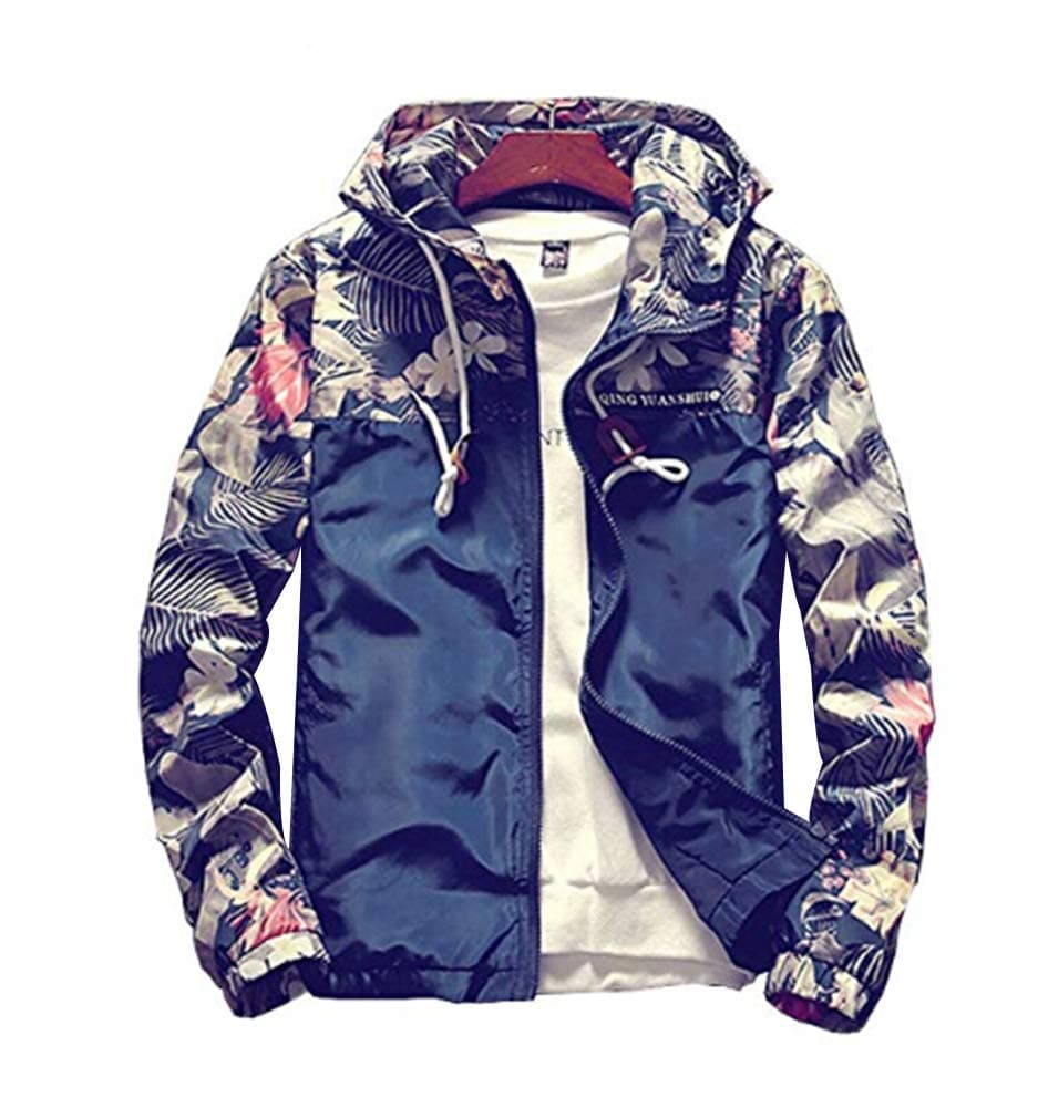 MOMTUESDAYS2 Floral Bomber Jacket Men Hip Hop Slim Fit Flowers Bomber Jacket Coat Men's Hooded Jackets Plus Size (XL, Color 3)