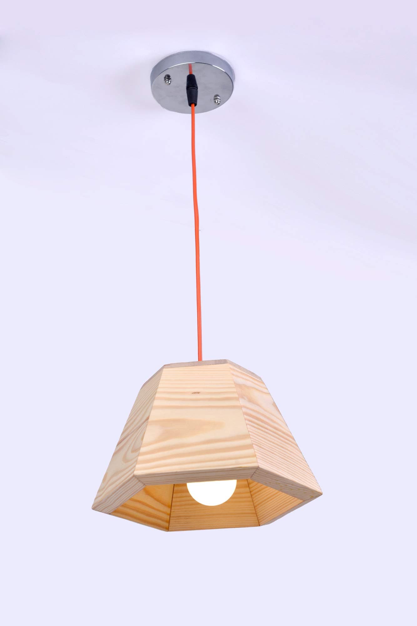 Woodify, Pine Wood Hexagon Cone Shape Decorative Hanging Light Pendant Ceiling Light Lamp Shades (Golden Yellow)