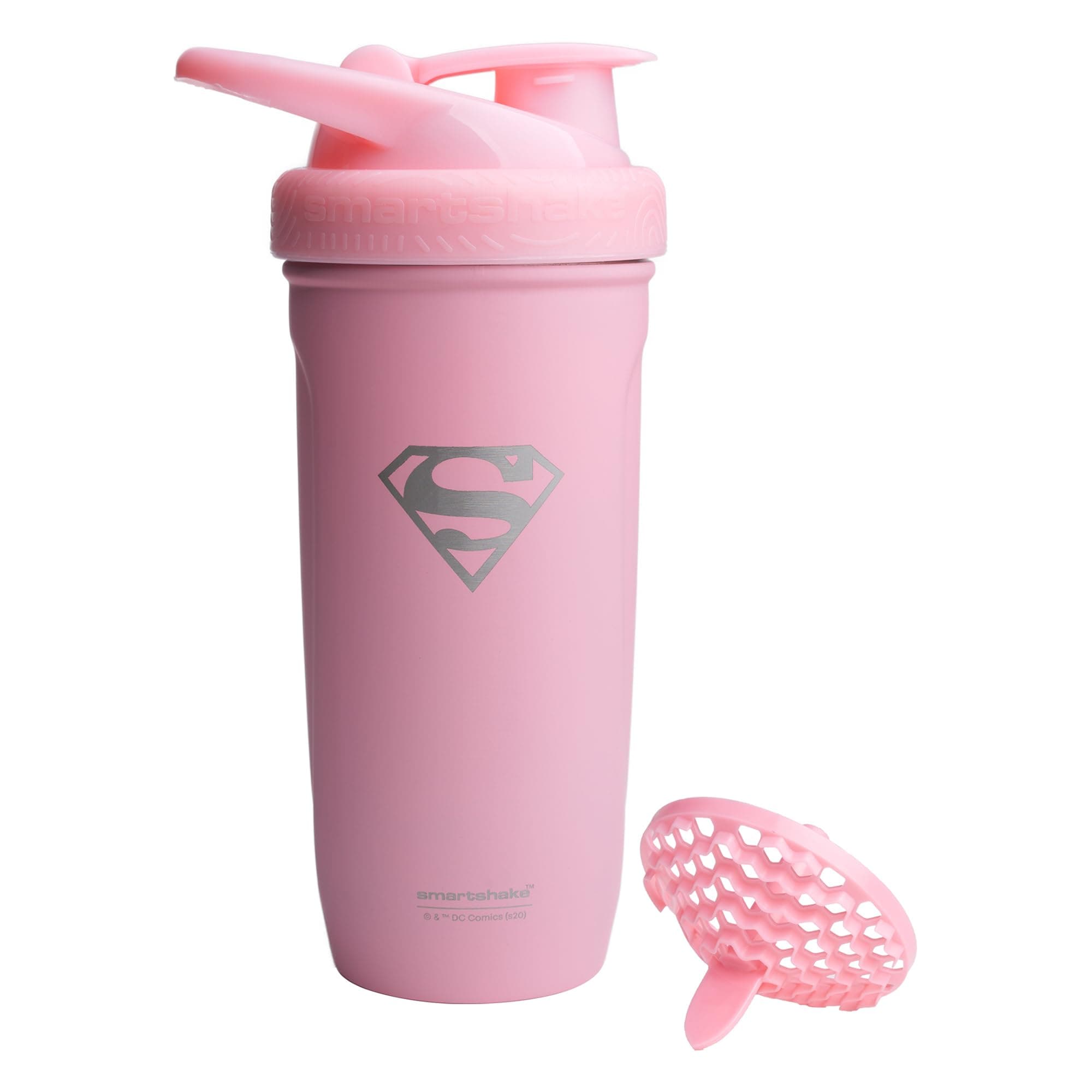 DC COMICS Reforce Stainless Steel Protein Shaker Bottle 900 ml | 30 oz - Leakproof Screw-on Lid - BPA Free – Unisex - Non Insulated - Supergirl Logo