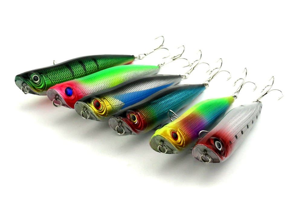 LENPABY 8PCS 15.6G 10CM Popper Floating Lure Artificial Fishing Lures Kit 3D Eyes Hard Popper Lures For Saltwater Freshwater Surface Topwater Hard Fishing