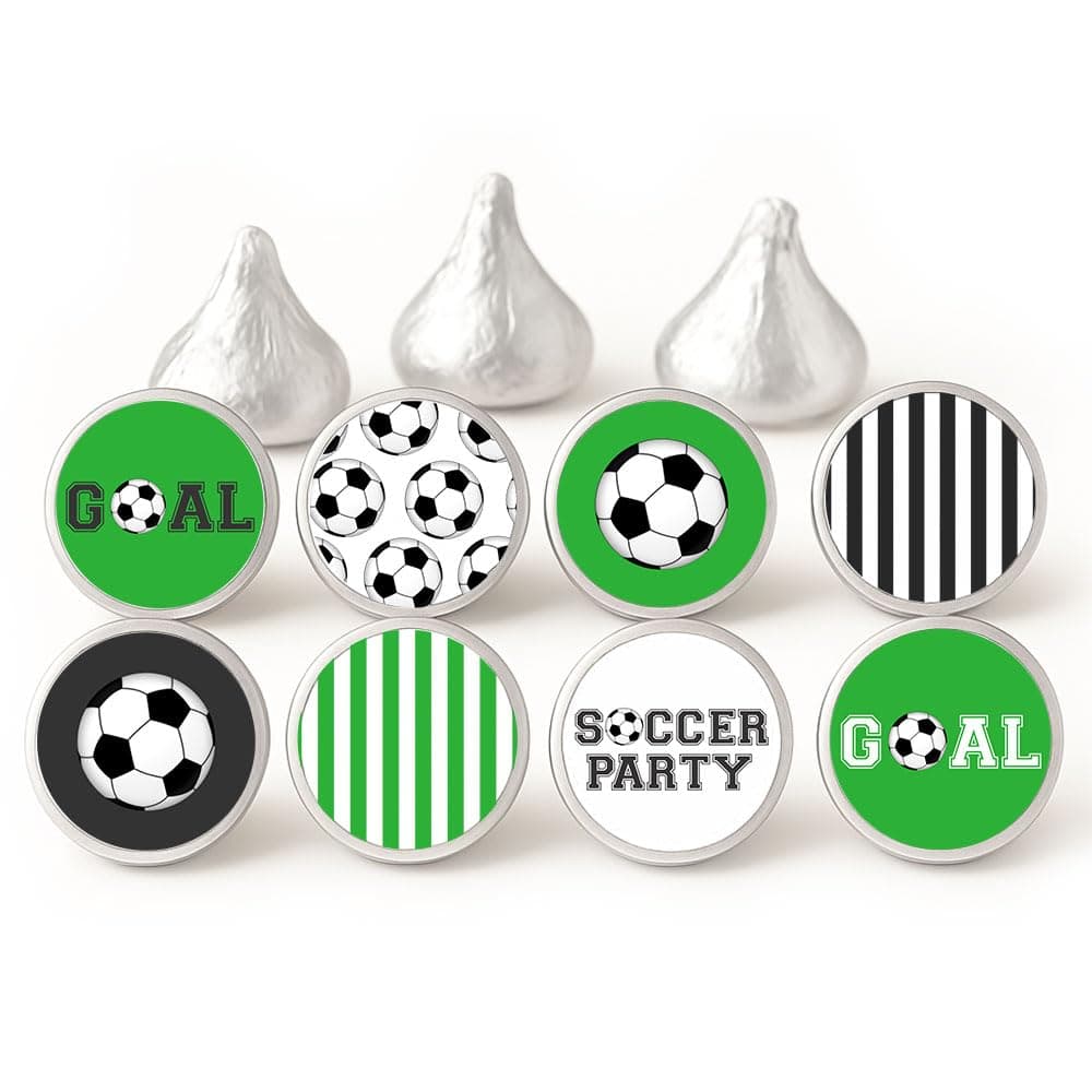 Soccer Ball Labels for Hershey's Kisses Chocolates by Adore By Nat - Candy Sticker Sports Party Favors - Set of 240