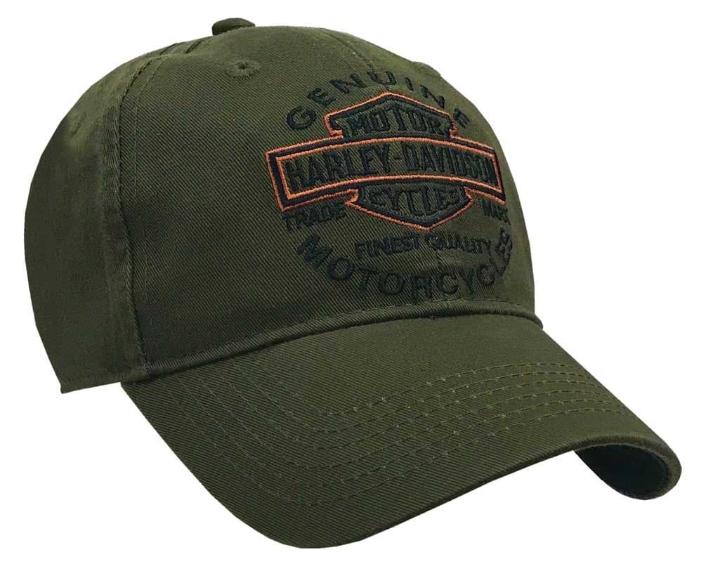 Men's Embroidered Long Bar & Shield Baseball Cap, Olive