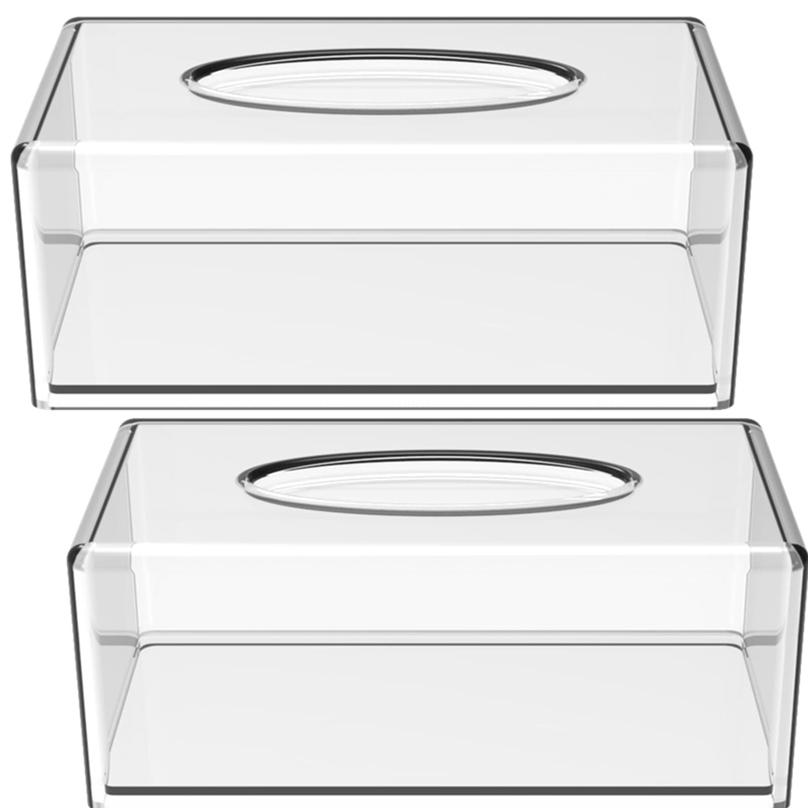 Yopay 2 Pack Clear Tissue Dispenser Box, Large Facial Acrylic Tissue Box Cover Holder, Napkin Organizer for Bathroom, Kitchen and Office Room, Rectangle, 10" L X 5.3" W X 4.3" H