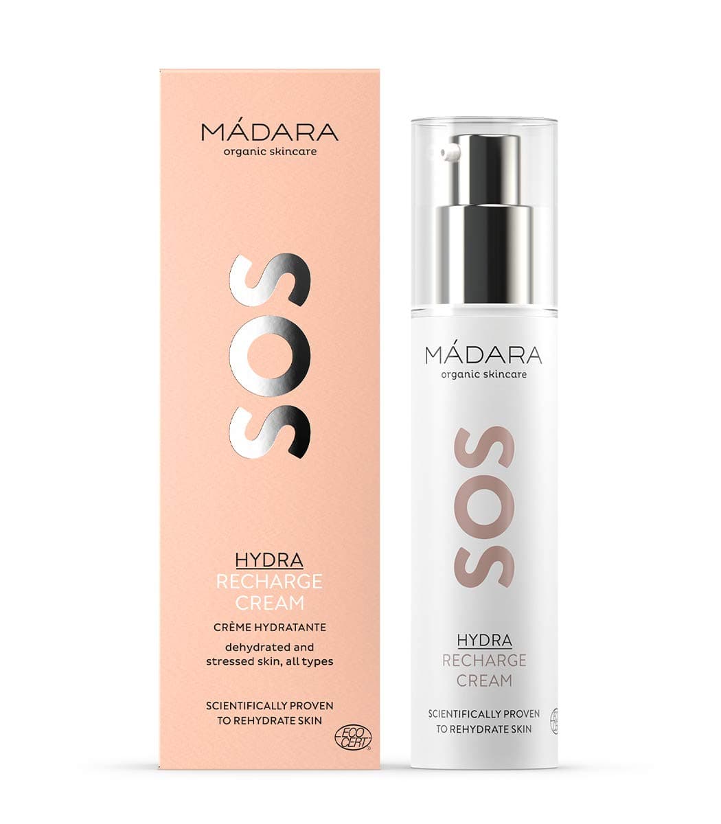 MÁDARA Face Cream for women – SOS Hydra Recharge Cream 50ml, Intensely Hydrating Face Moisturiser with Hyaluronic Acid and Linseed, Dermatologically Proven, for Dry Skin, Organic Certified