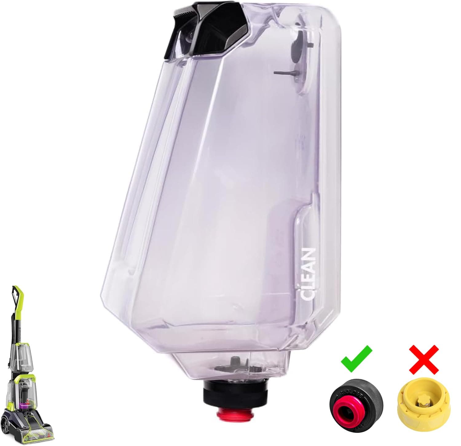Replacement Clean Tank With Cap for Bissell TurboClean PowerBrush Pet Carpet Cleaner Machines - Part #1623828 | Compatible Only with Models 2987, 2910, 2190W, 2806, 28062, 28068, 29878, 29879