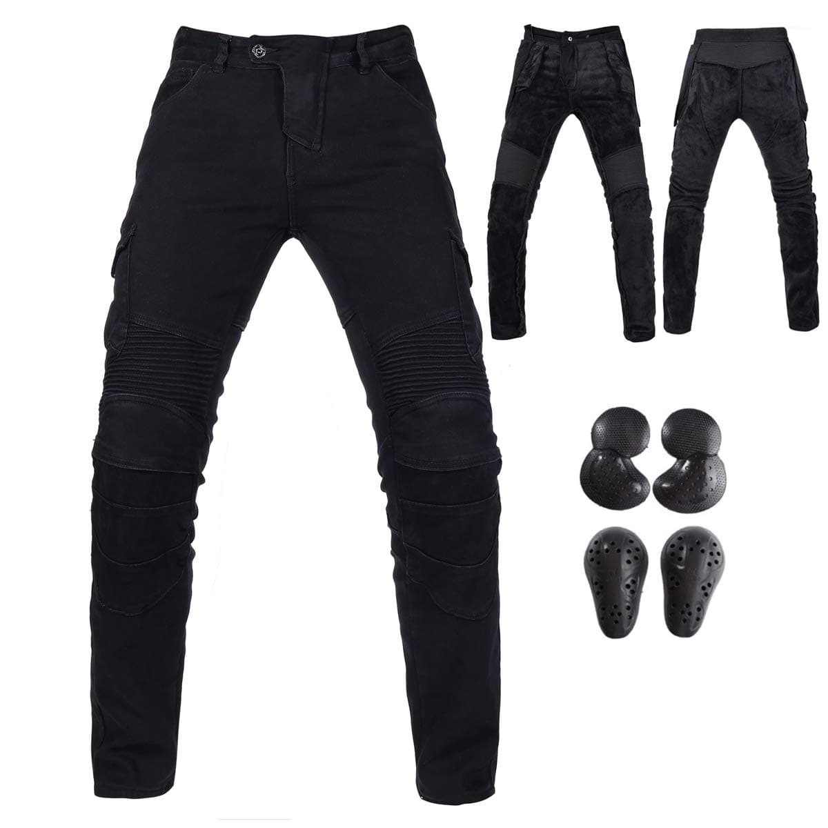 Winter Plus Velvet Men Motorcycle Riding Jeans Motocross Racing Pants CE Armored
