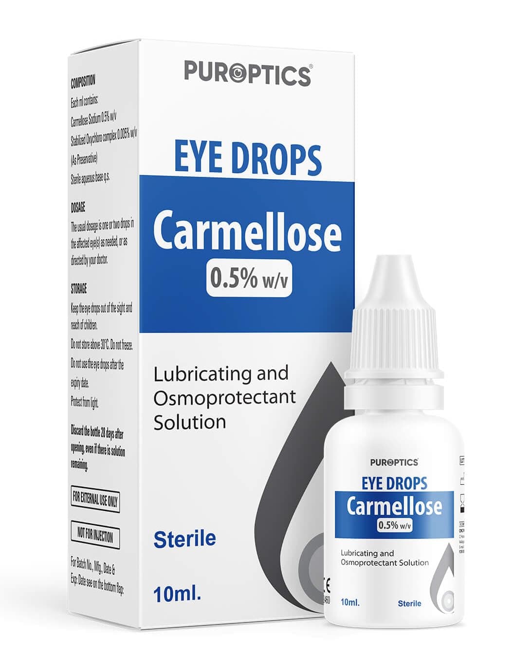 Carmellose 0.5% Lubricant Eye Drops for Dry Eyes and Irritated Eyes 10ml (Pack of 1)