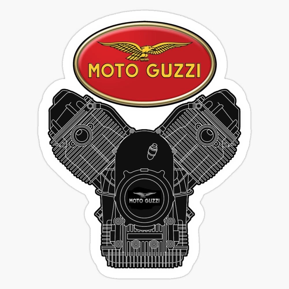 Moto Guzzi V Twin Power Window Water Bottle Bumper Sticker Decal 5"