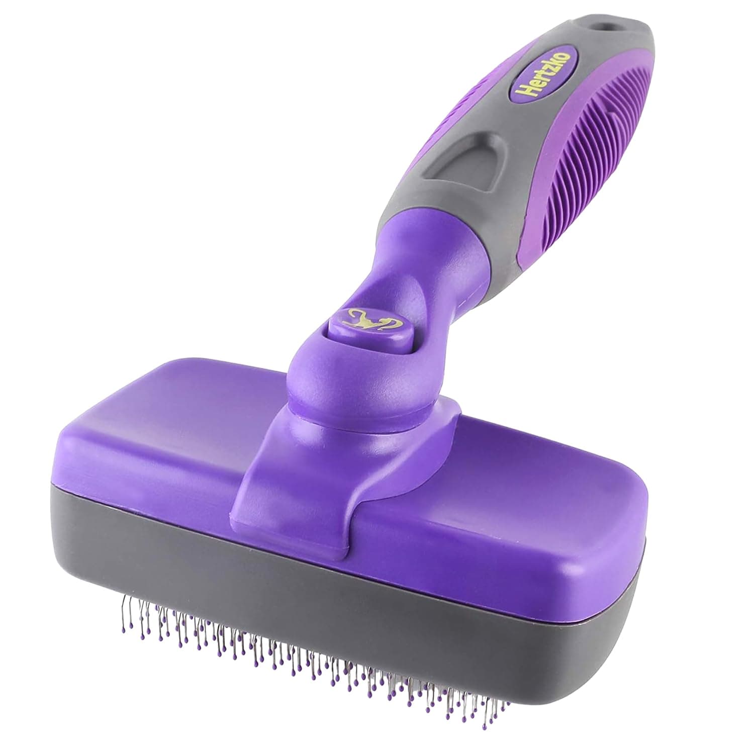 Hertzko Self-Cleaning Slicker Brush for Deshedding Long and Short-Haired Pets - Small Size Grooming Rake and Comb for Dogs and Cats