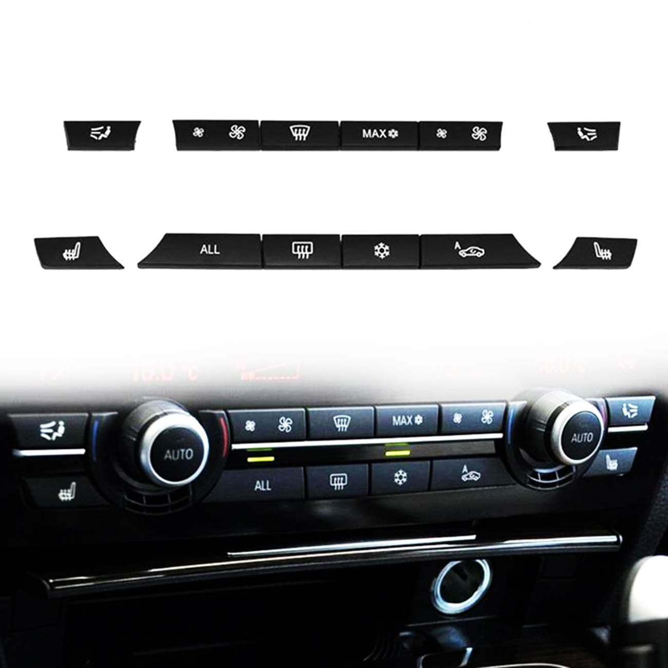 ALAVENTE 12PCS Air Conditioning Button Covers Key Caps Repair Kit for BMW 5 6 7 X5 X6 Series, A/C Heater Button Switch Cover Control Button Replacement