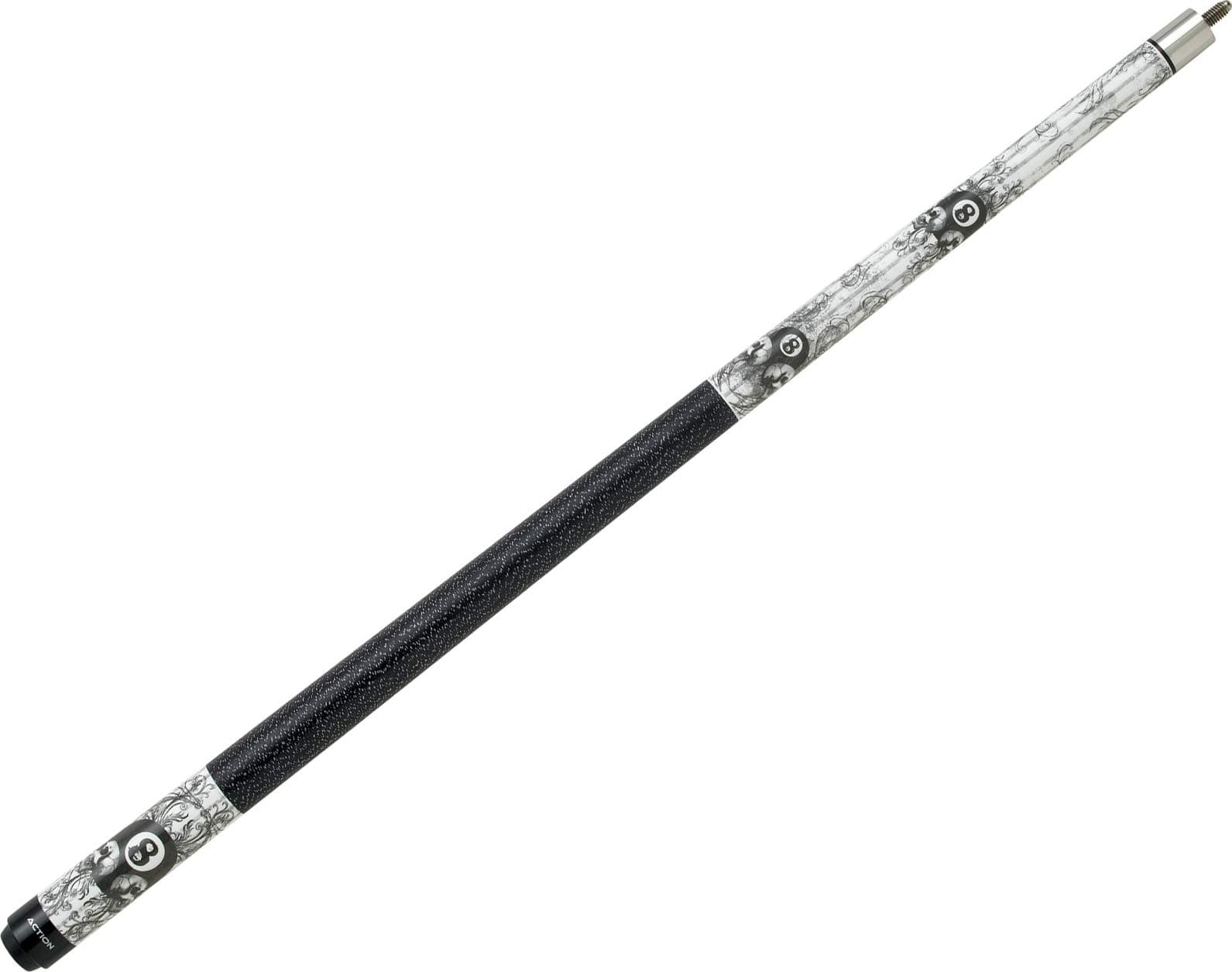 ACTION Eight Ball Mafia EBM03 Skull 8 Ball Flower Black/White Pool/Billiards Cue Stick