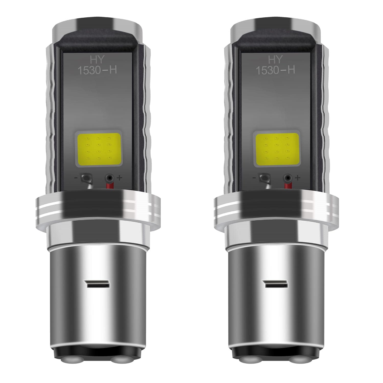 YM E-Bright 2-Pack 900 Lumens White BA20D COB 12W Led Bulb for Motorcycle BA20D lights High Low Beam