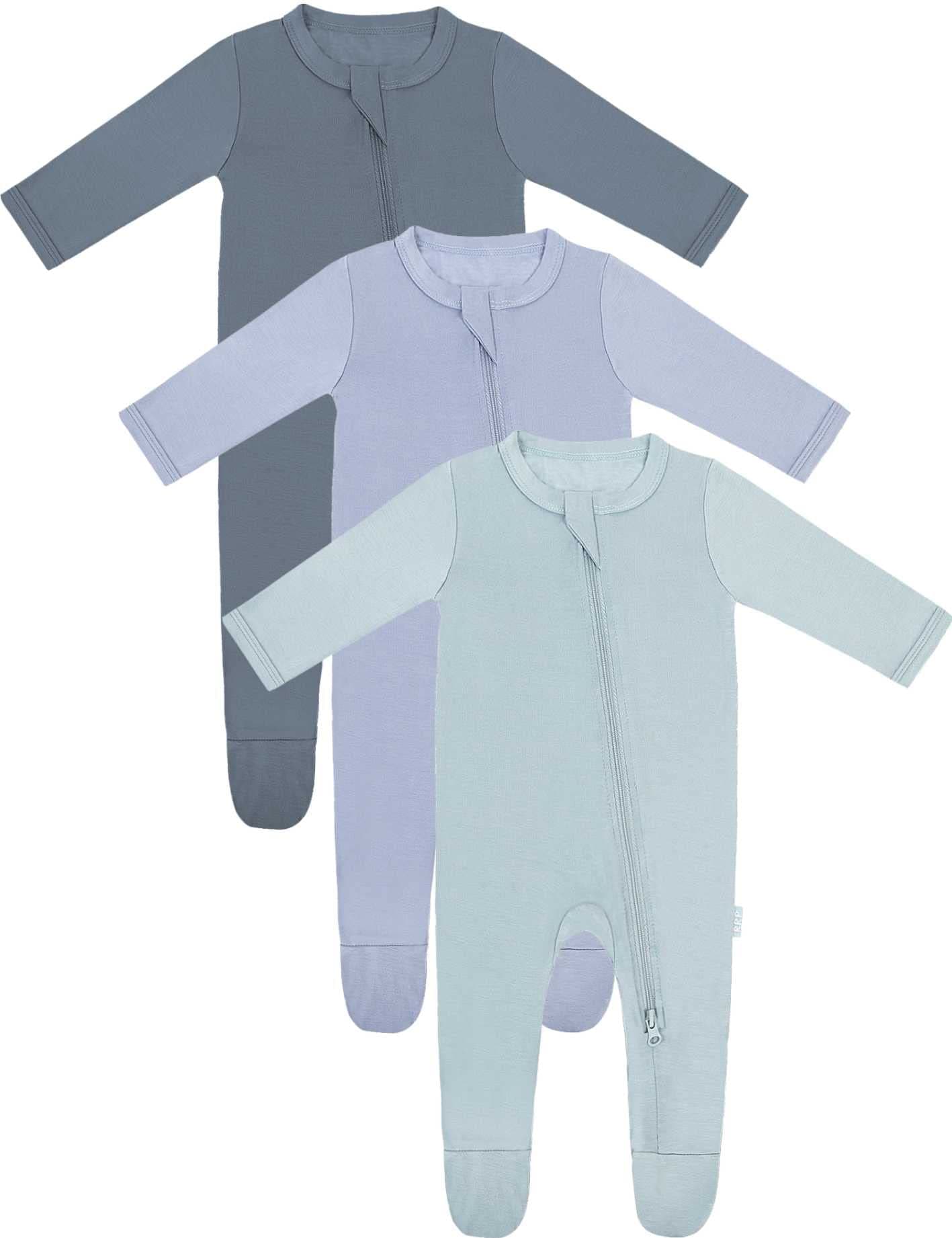 Unisex Baby Footies Pajamas,Rayon Derived From Bamboo,Buttery Soft Sleep 'N Play PJs,2-Way Zipper Closure,0-18 Months