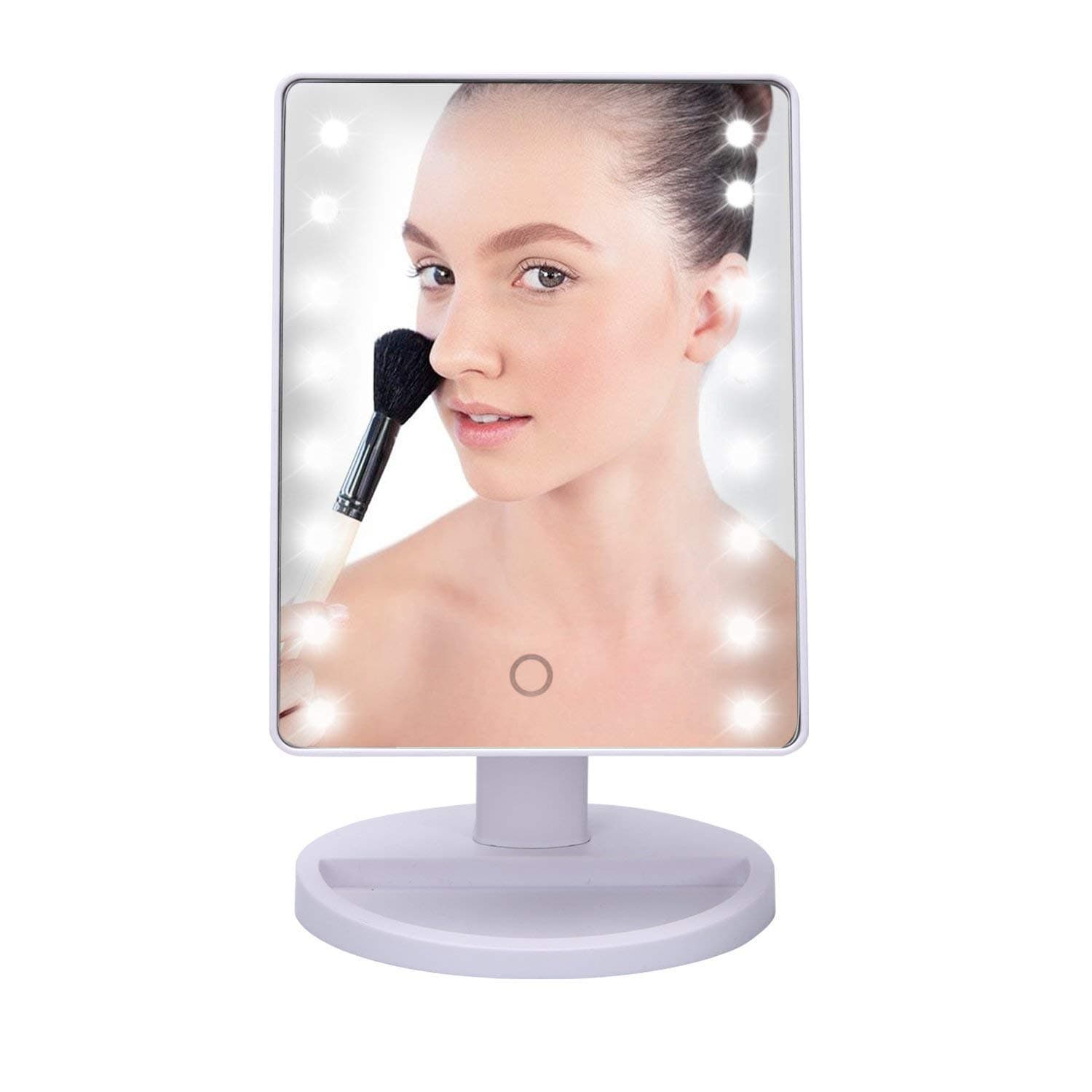 LED Makeup Mirror with Touch Screen Sensitive 16 LED Light Adjustable 360 Rotating with USB cable