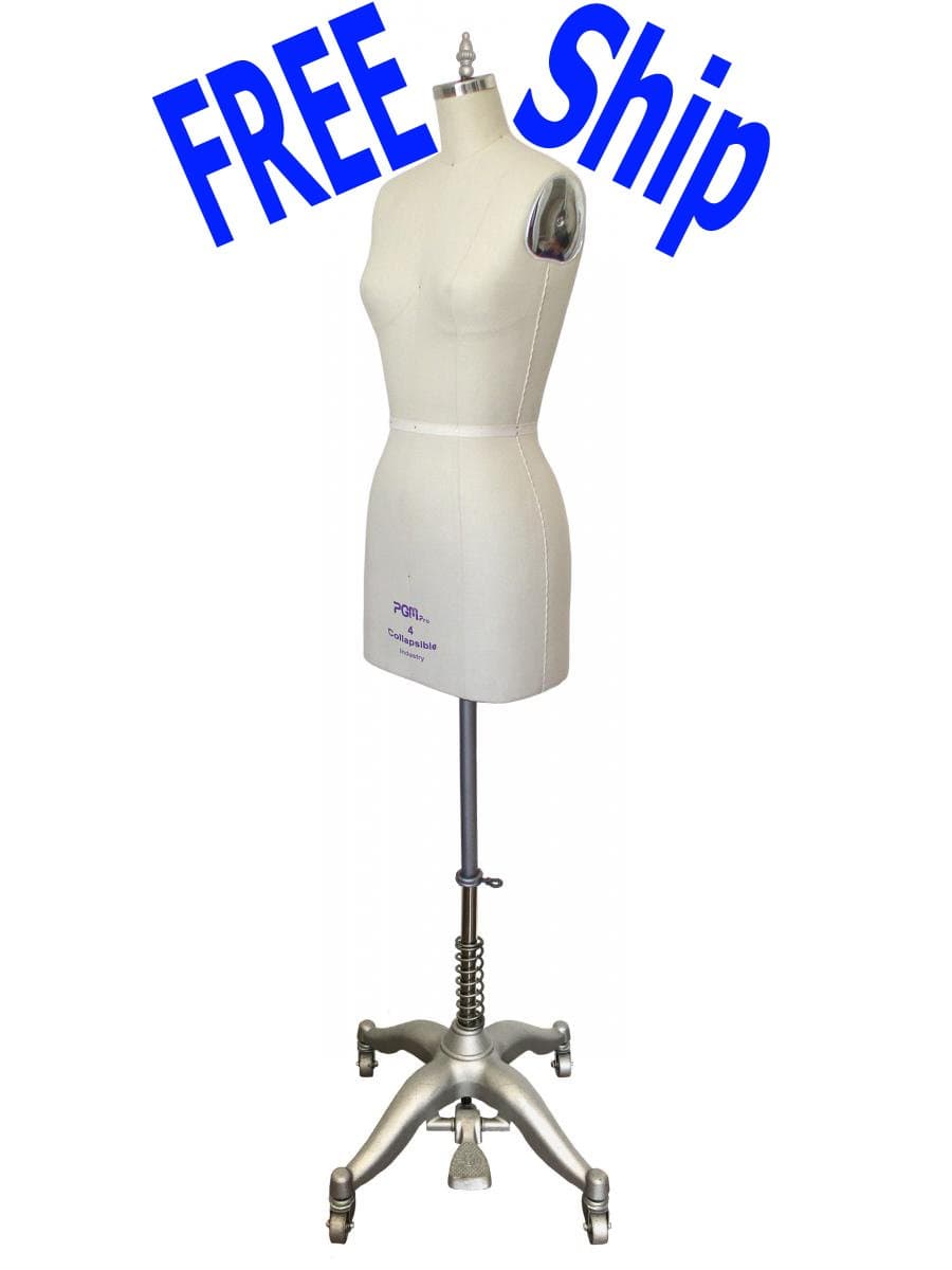 PGM Professional Dress Form Sewing Mannequin Tailor Dummy Non-collapsible Shoulder Flat Hip Sizes 4, 6, 10