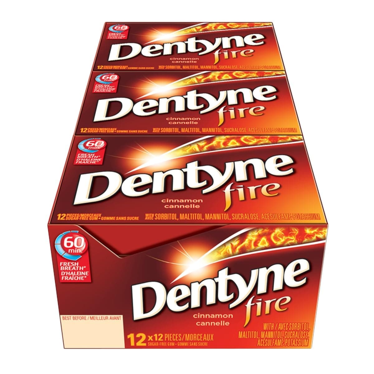 Dentyne Fire Spicy Cinnamon Sugar-Free Gum, 12 Count