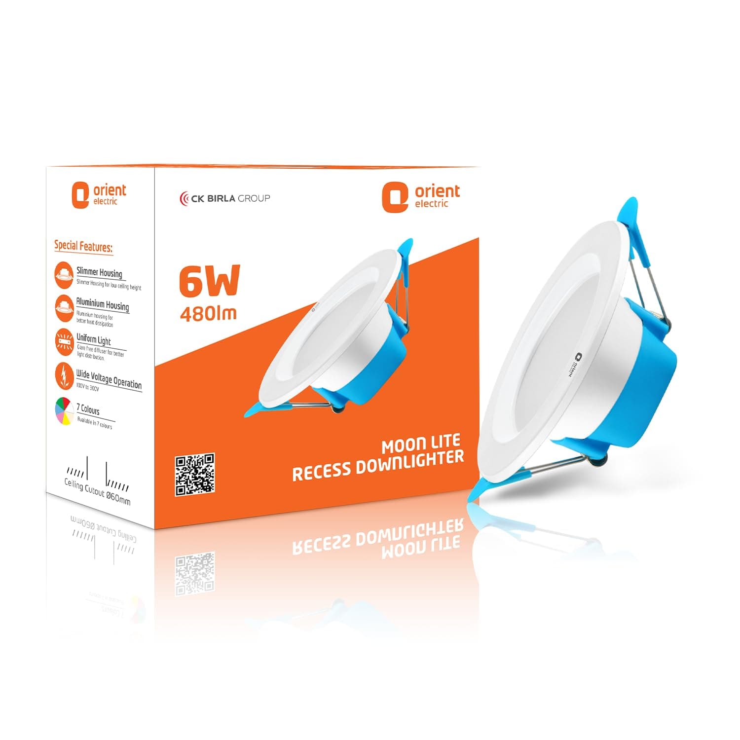 - Orient Electric Moonlite 6W LED Down Light, Cool White Light, Round, Pack of 1, Recessed Ceiling LED Light, Suited for 3 inch Junction Box (Aluminium) (6W, Pack of 1)