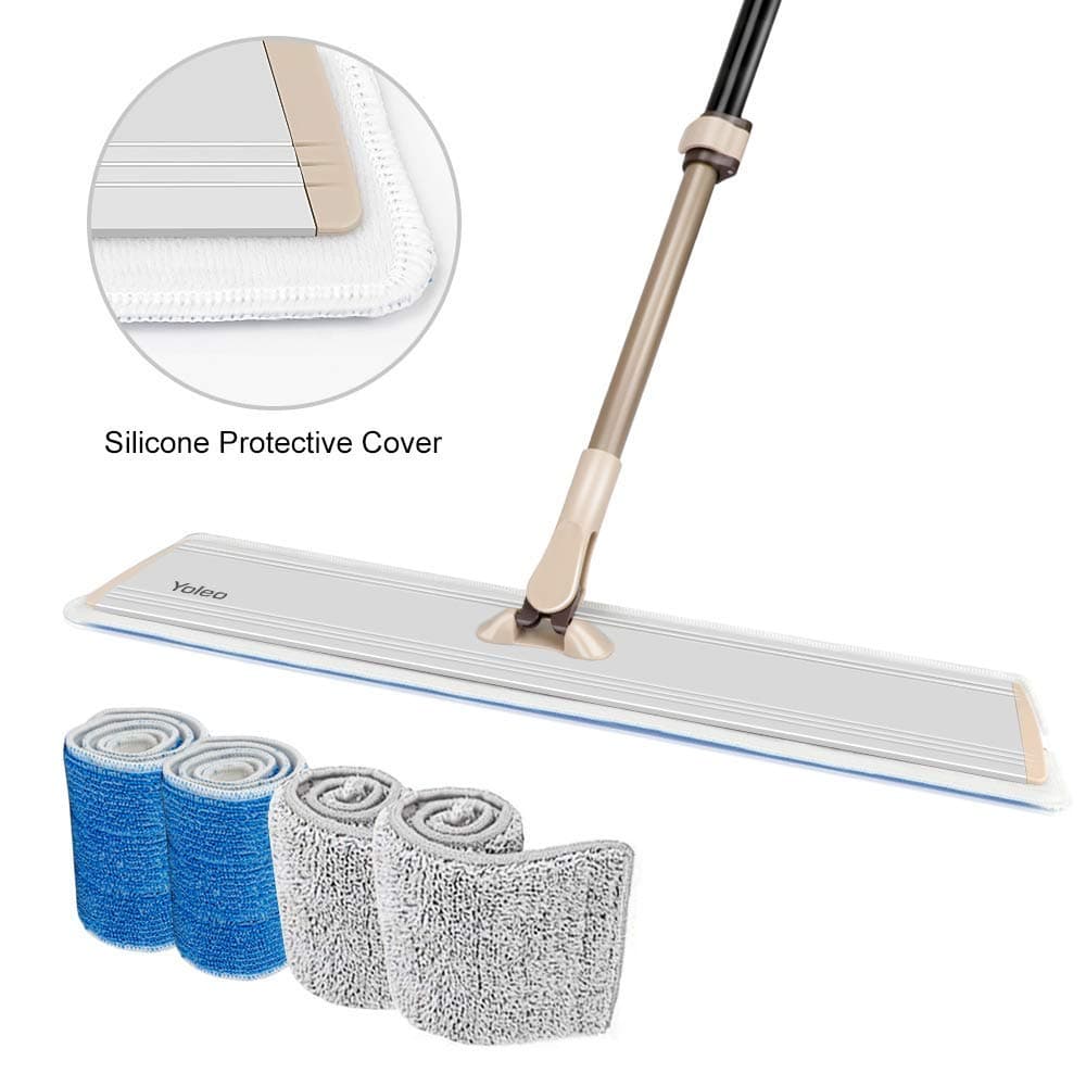 24" Professional Microfiber Mop, Yeleo Flat Mop with Telescopic Handle +4 Premium Mop Pads, Dust Mop for Hardwood Floor,Laminate and Tile Floor, Home and Kitchen Cleaning