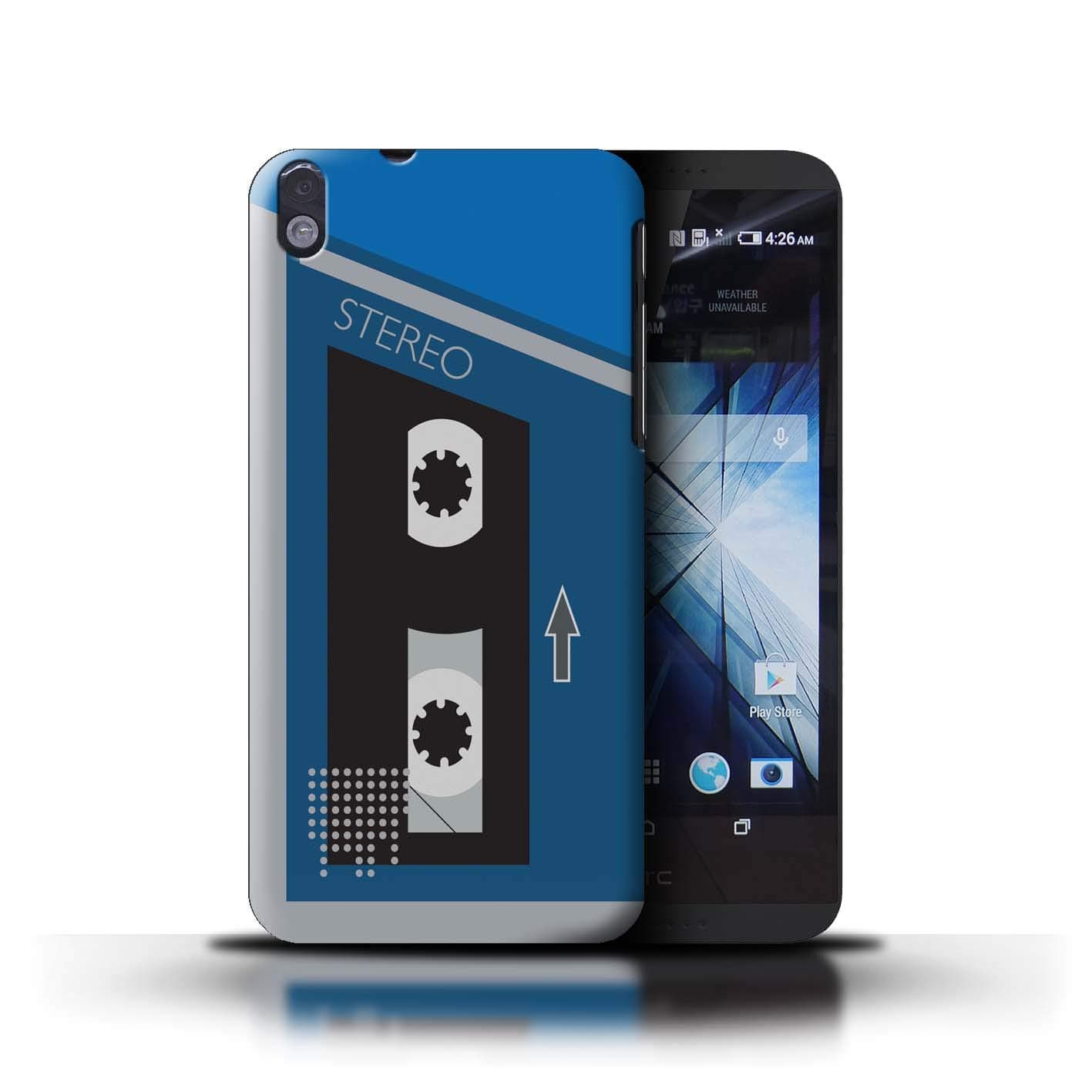 Phone Case for HTC Desire 816G Dual Retro Cassette Player Blue/Grey Transparent Clear Ultra Slim Thin Hard Back Cover