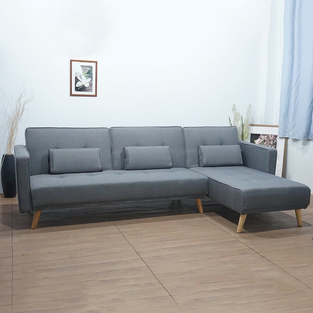 Cozime Luxury Recliner Fabric Corner Sofa Bed Large 2 in 1 L-Shape Corner Couch 3/4 Seater Sofabed-Grey