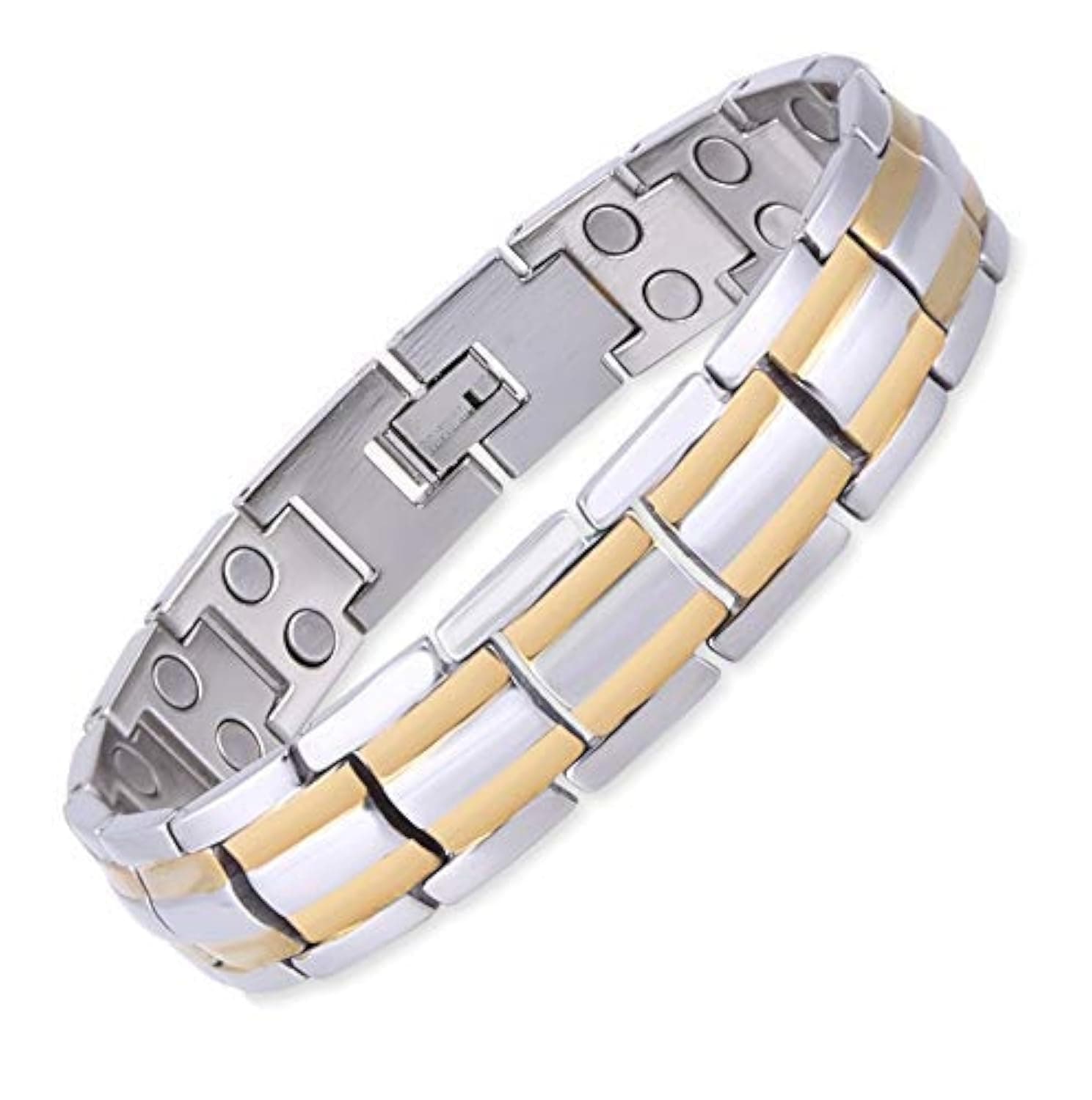 AMAZHEAL Bio Magnetic Latest Therapy Double Ton Titanium Metal Bracelet For Men & Women