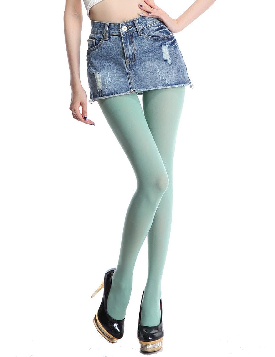 Siftantin Women's Solid Colored Footed Tights