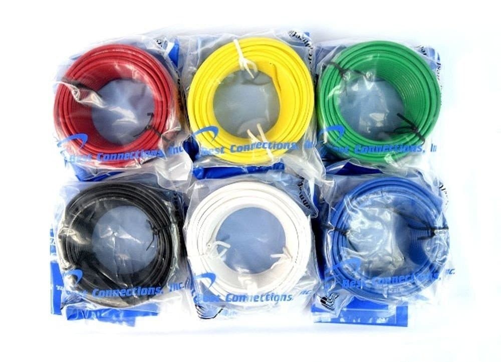 Best Connections 18 Gauge 50'FT Spool Remote Wire Copper Clad Single Conductor 6 Primary Colors