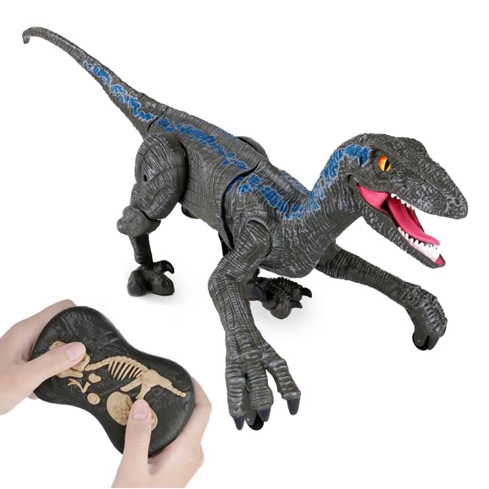 Remote Control Dinosaur Toys Kids - Jurassic Velociraptor Toys Imitates Walking and Sounds - Dinosaurs Toys for Boys Girls 3-5 +, Robot Toys That Can Sing, Shaking Head and Tail in Kids' Electronics