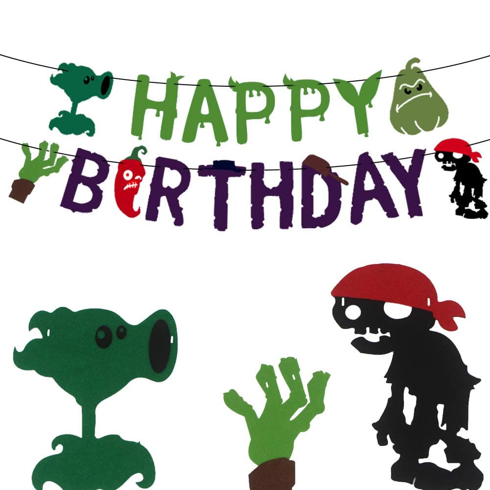 Plants VS Zombies Birthday Party Banner for Various of PVZ Party Supplies Decorations, Banner Comes Assembled, 1 Pack