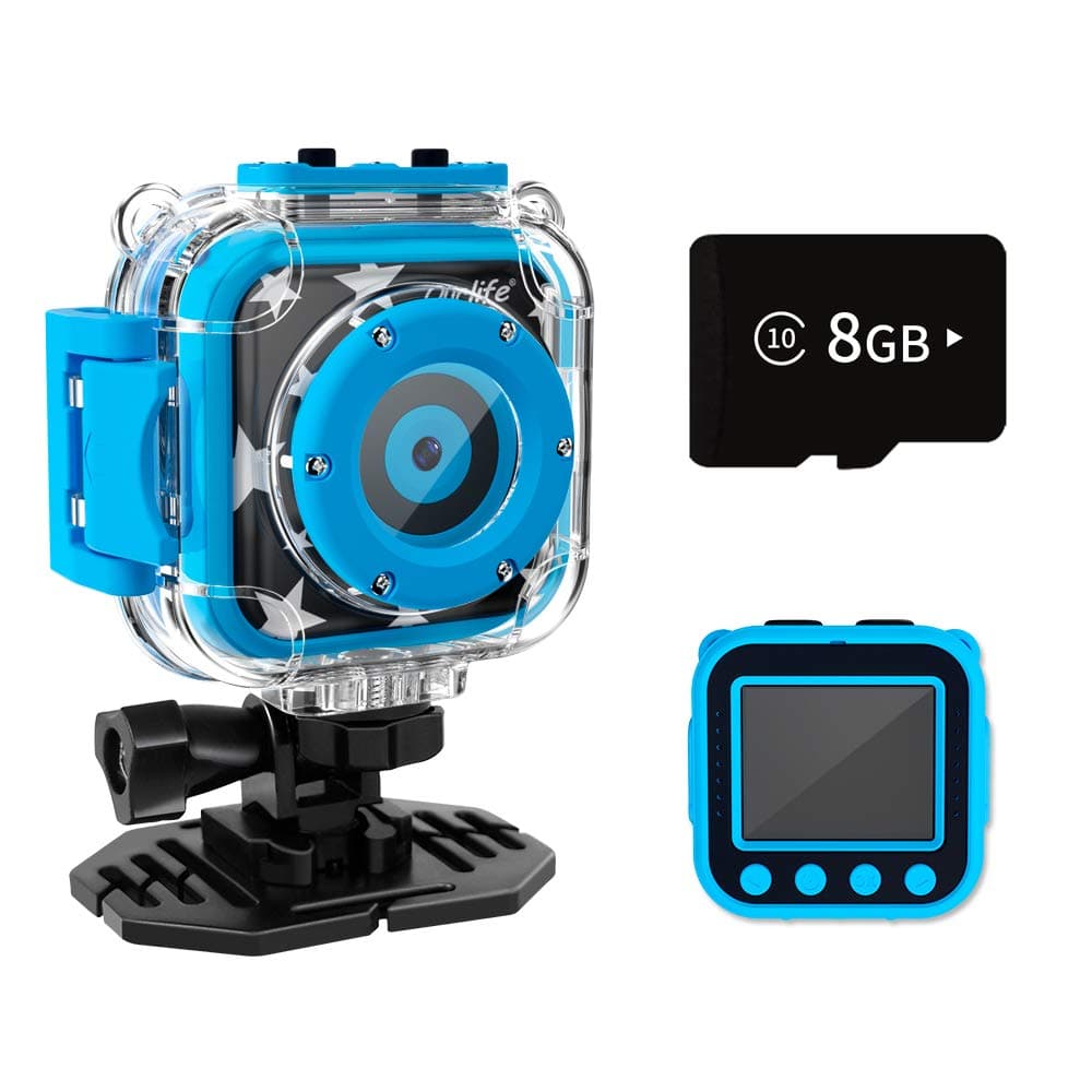 Ourlife Kids Camera Waterproof Digital Camera for Kids,1080P HD Kids Digital Camera Toys for Boys Age 3-15,with 8GB Card, Toddler Gift for boys(Blue)