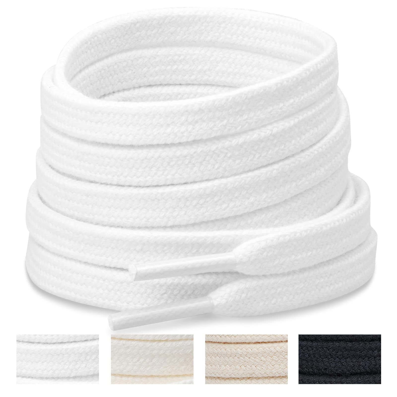 Handshop100% Cotton Flat Shoelaces 5/16" - 4 Colors in 40"-63" Shoe Laces