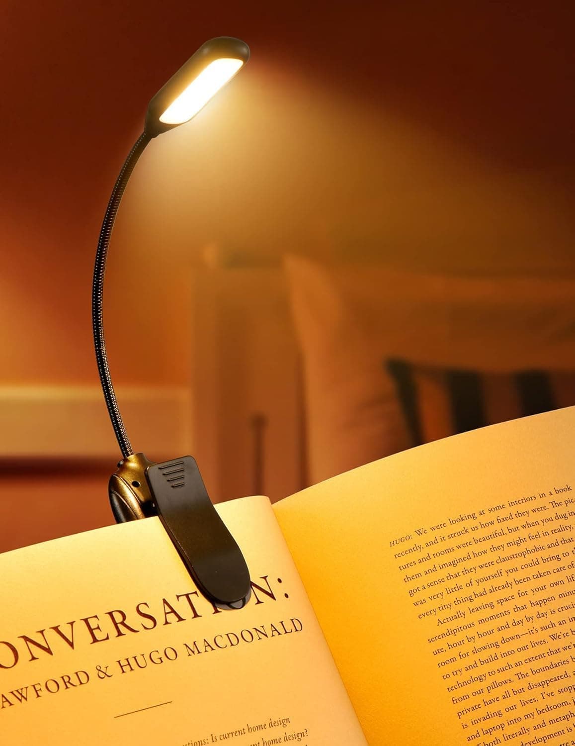 Portable cob led Book Light Adjustable Lamp Flexible Arm Lightweight Eye-Care Night Reading Clip.