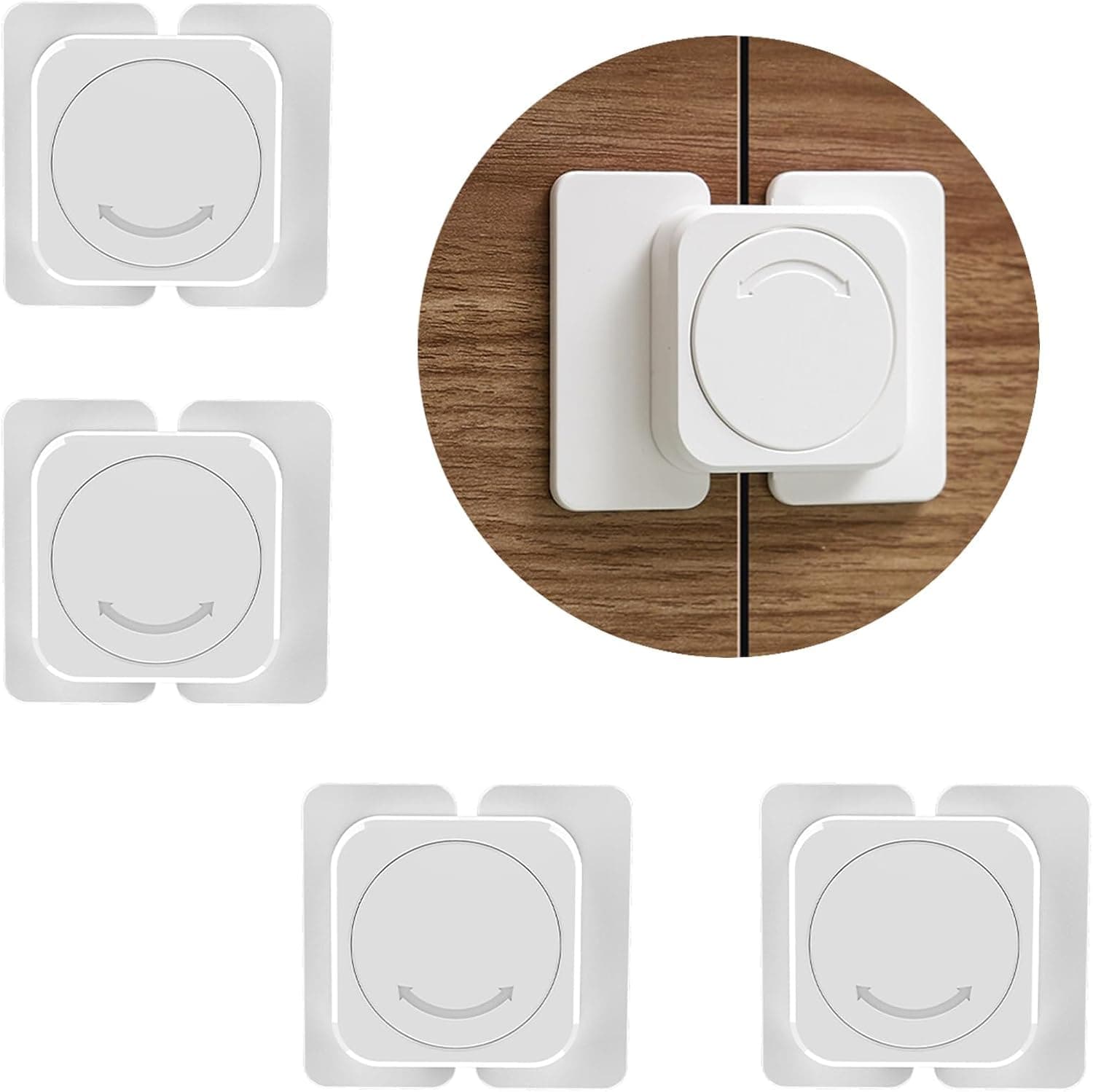 KPNG Baby Guard, Drawer Lock, Child Lock, Baby Safety Lock, Stopper, Earthquake Prevention, Suitable For Refrigerators, Cupboards, Cabinets, Easy Installation (Pack Of 4, Flat Angle Lock), White