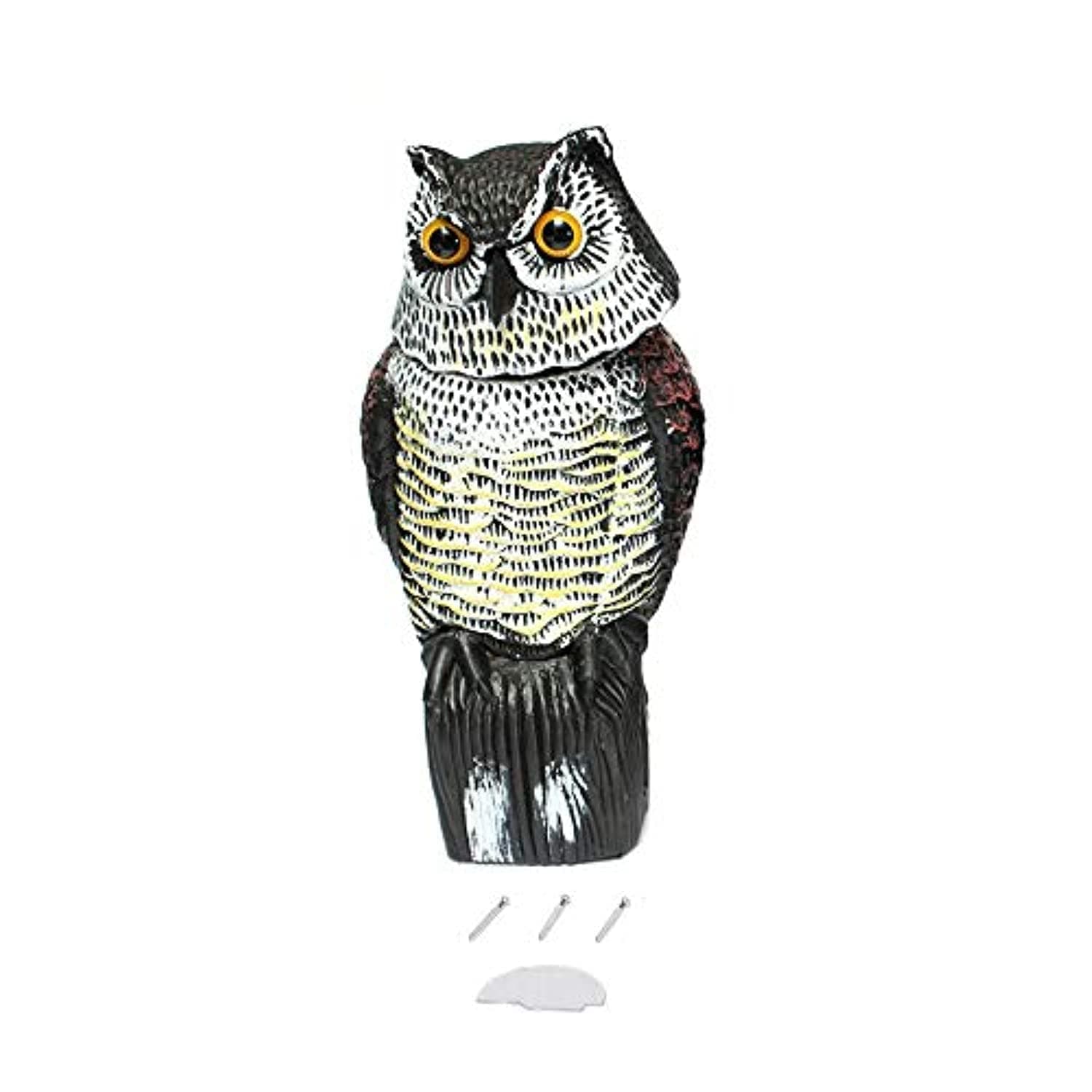 Realistic Owl Decoy with Rotating Head Garden Protection Repellent Bird Pest Scarer Scarecrow Hunting Decoys for Hunter【Magicalworld】