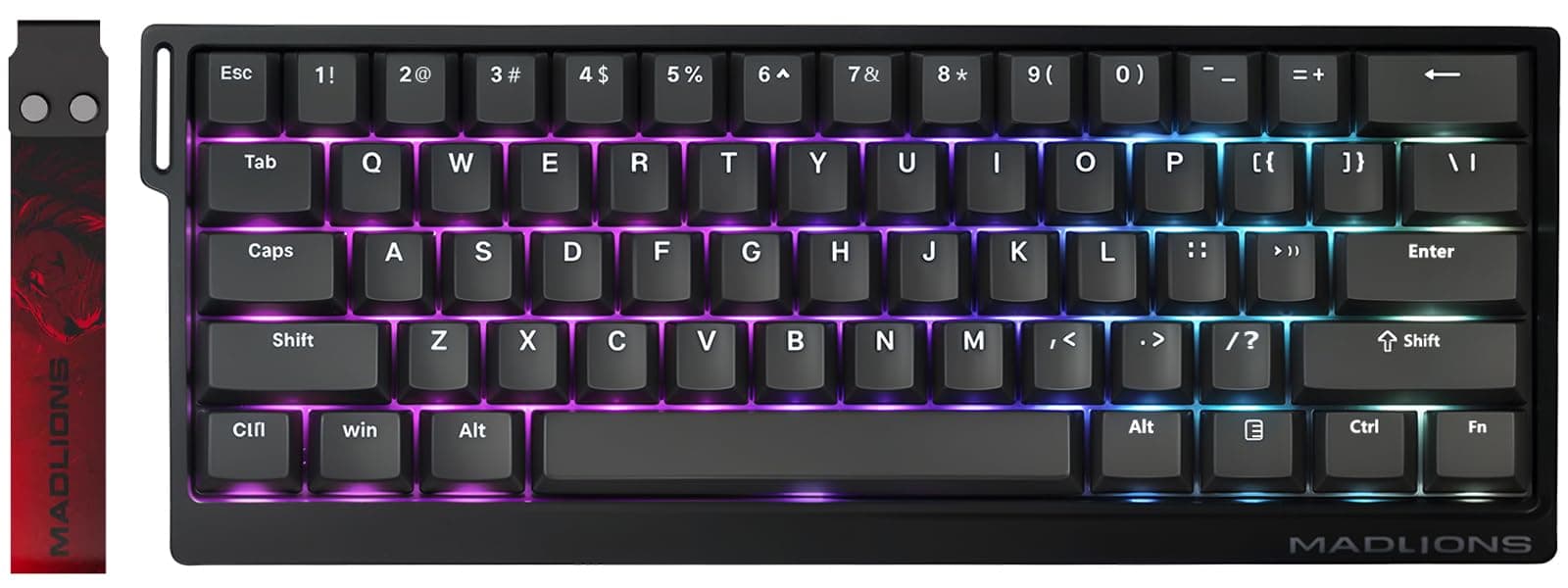 x FGG MADLIONS MAD 60 HE RGB 60% Wired Magnetic Switch Mechanical Gaming Keyboard with Adjustable Actuation, 8000 Hz Polling Rate, Rapid Trigger Mode, Hall Effect Switches, for PC/Mac, Black