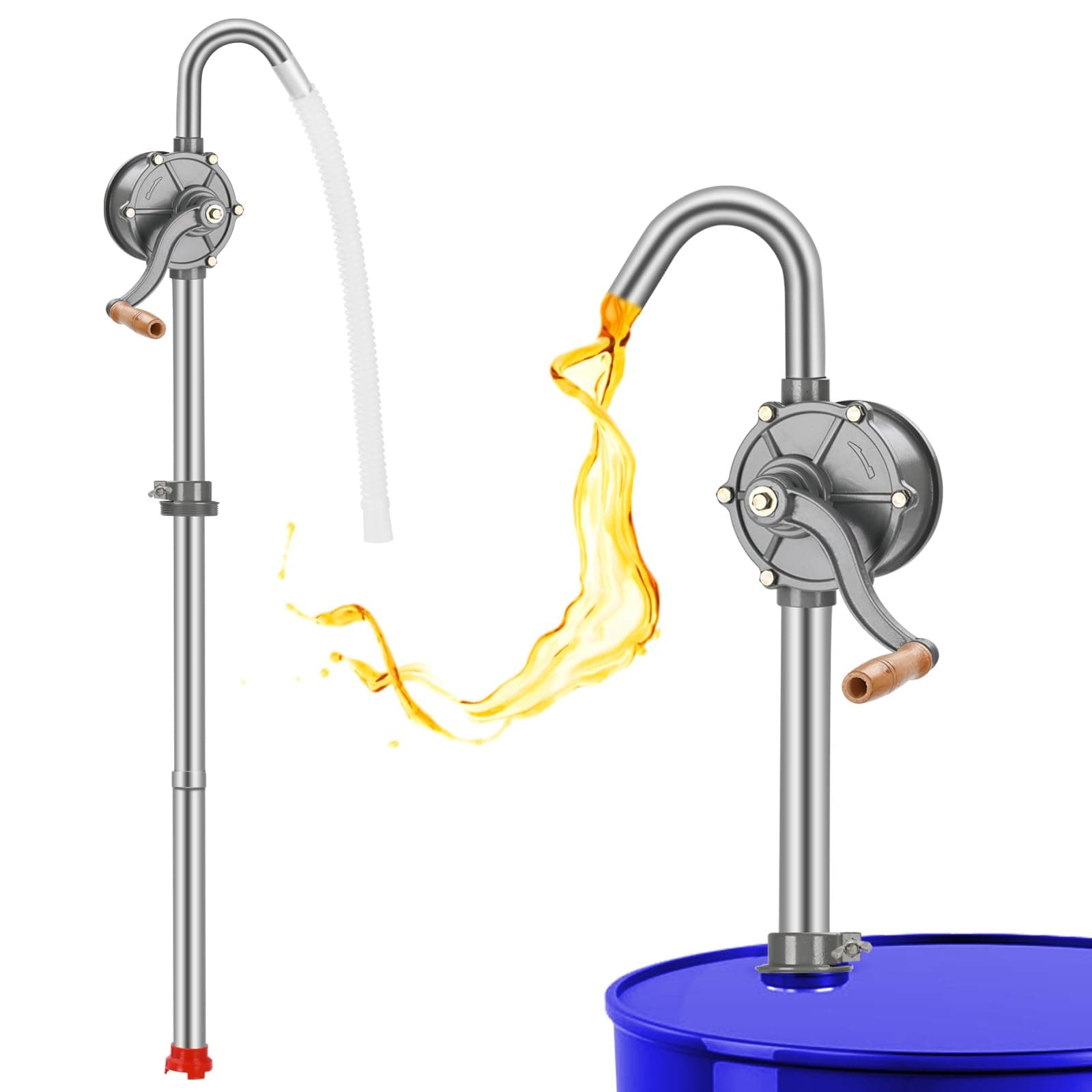 55 Gallon Drum Pump | Rotary All-Aluminum Manual Hand Transfer Pump for 5-55 Gallon Barrels - Oil, Diesel, Kerosene & Hydraulic Fluid Barrel (CYB25)