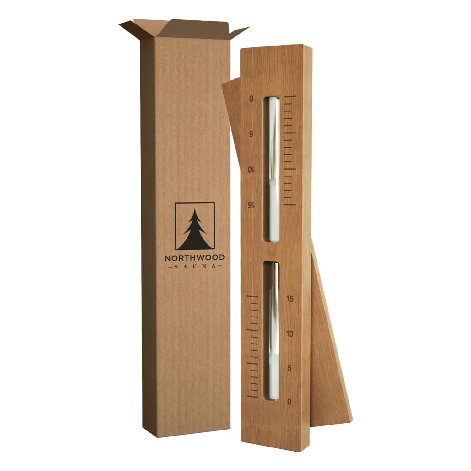 Sauna Sand Timer - Handmade from Canadian Red Cedar Wood - Wall-Mounted Rotating 15-Minute Hourglass with White Sand